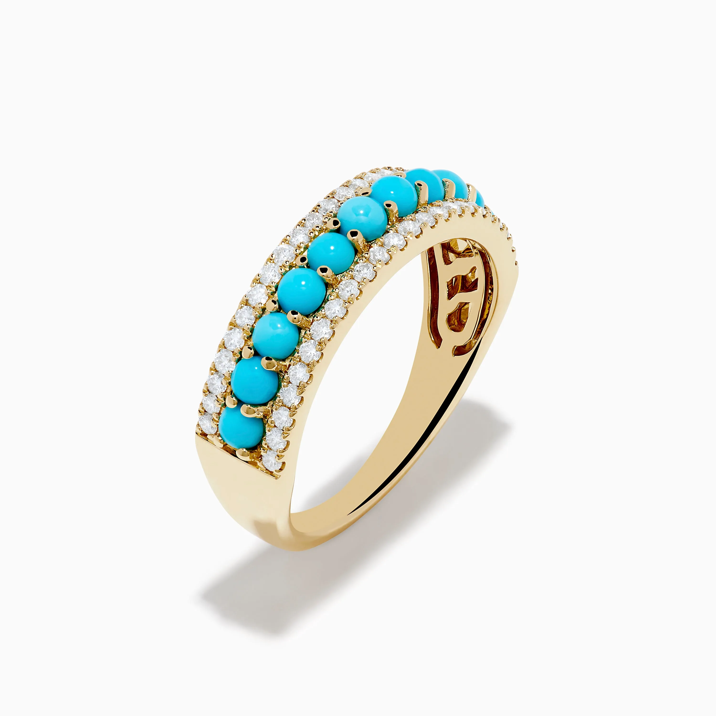 14K Yellow Gold Turquoise and Diamond Wedding Band sold by Effy product image thumbnail 4
