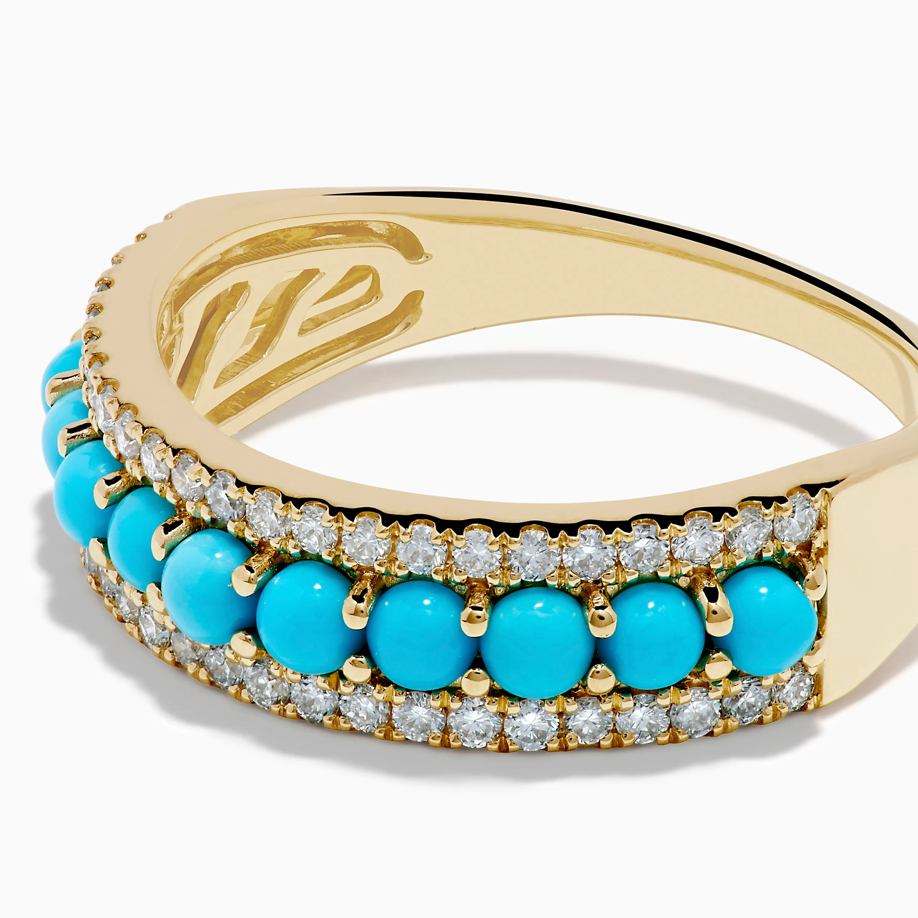 14K Yellow Gold Turquoise and Diamond Wedding Band sold by Effy product image thumbnail 2