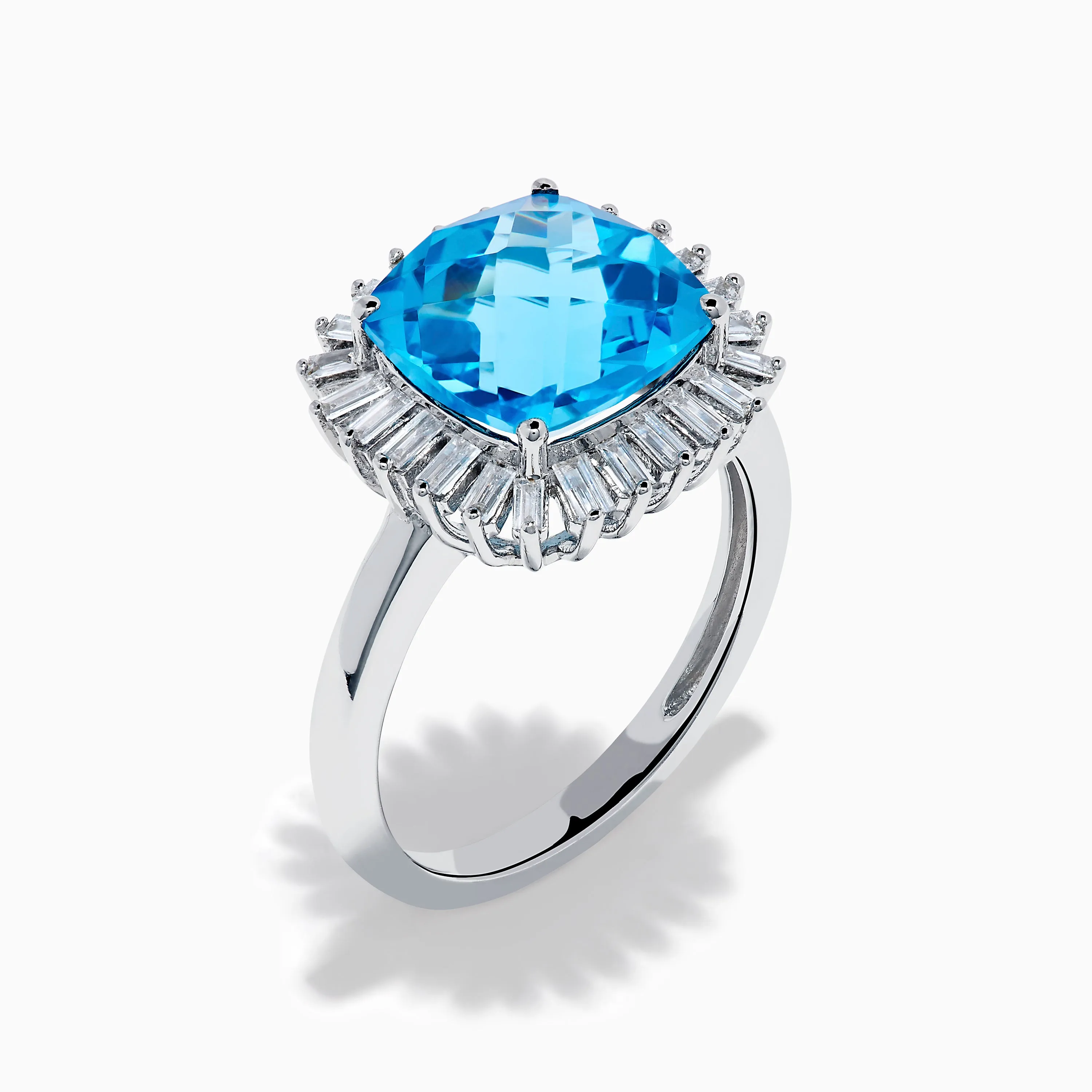 Ocean Bleu 14K White Gold Blue Topaz and Diamond Halo Ring sold by Effy product image thumbnail 4