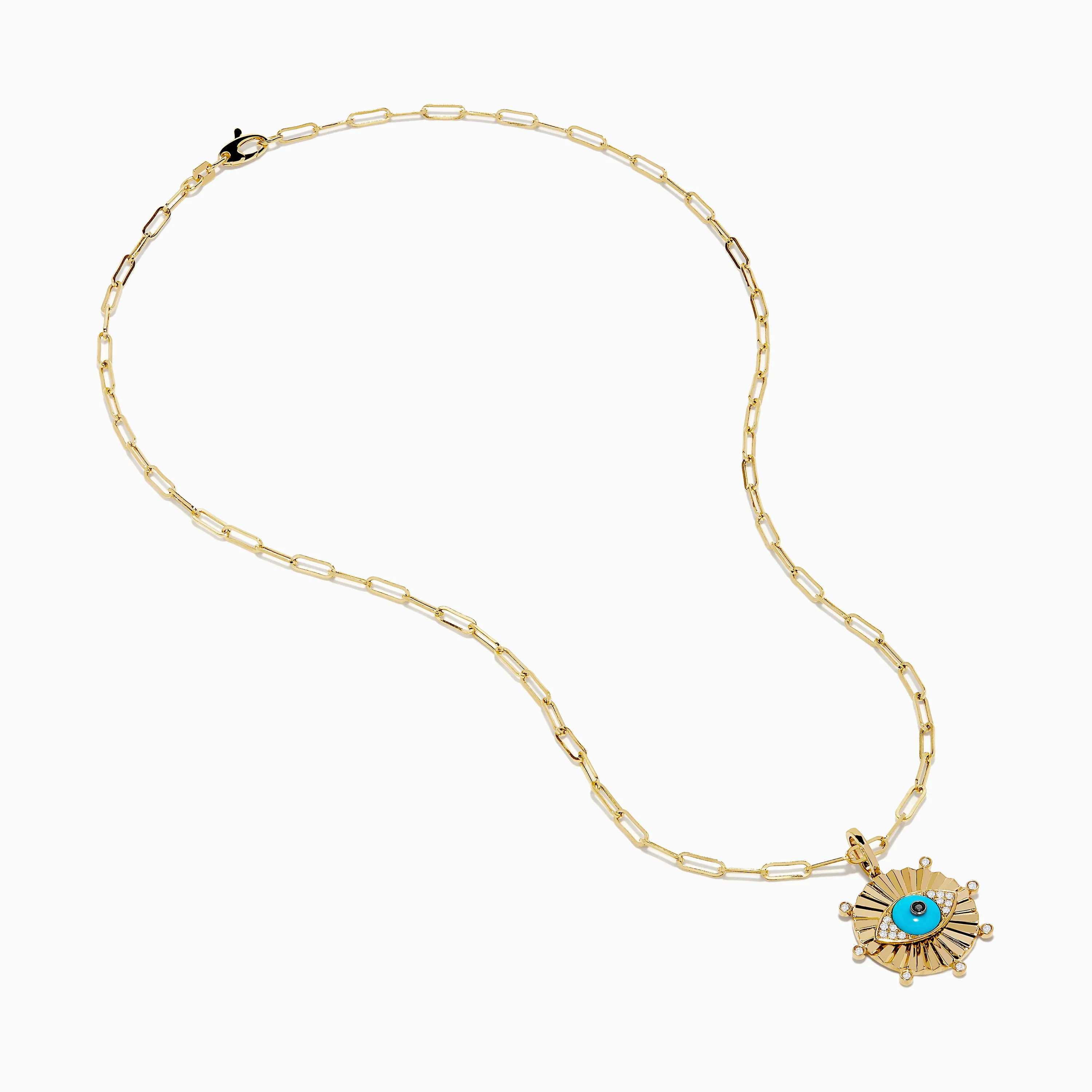 14K Yellow Gold Turquoise and Diamond Evil Eye Pendant sold by Effy product image thumbnail 2