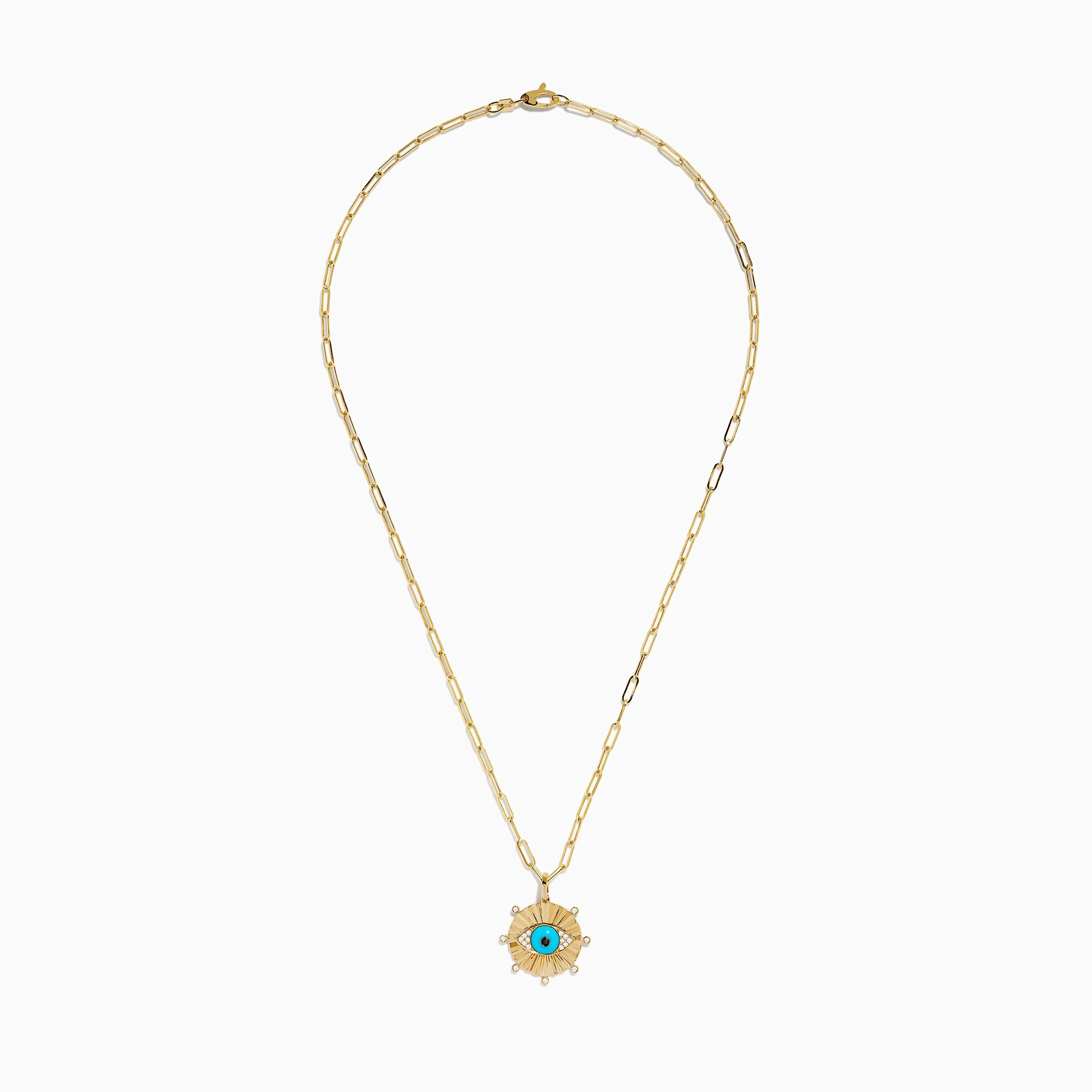 14K Yellow Gold Turquoise and Diamond Evil Eye Pendant sold by Effy product image thumbnail 3