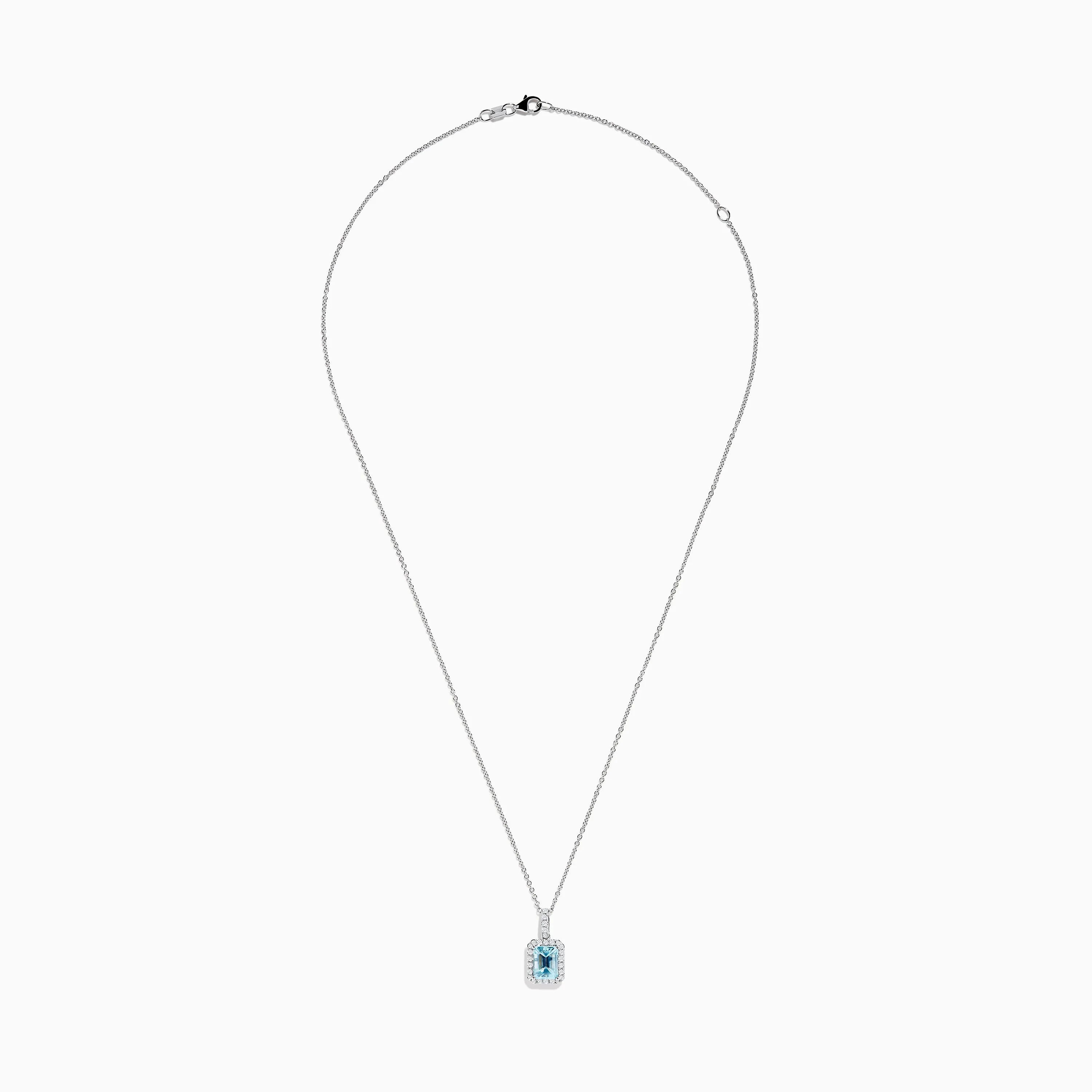 Aquarius 14K White Gold Aquamarine and Diamond Halo Pendant sold by Effy product image thumbnail 3