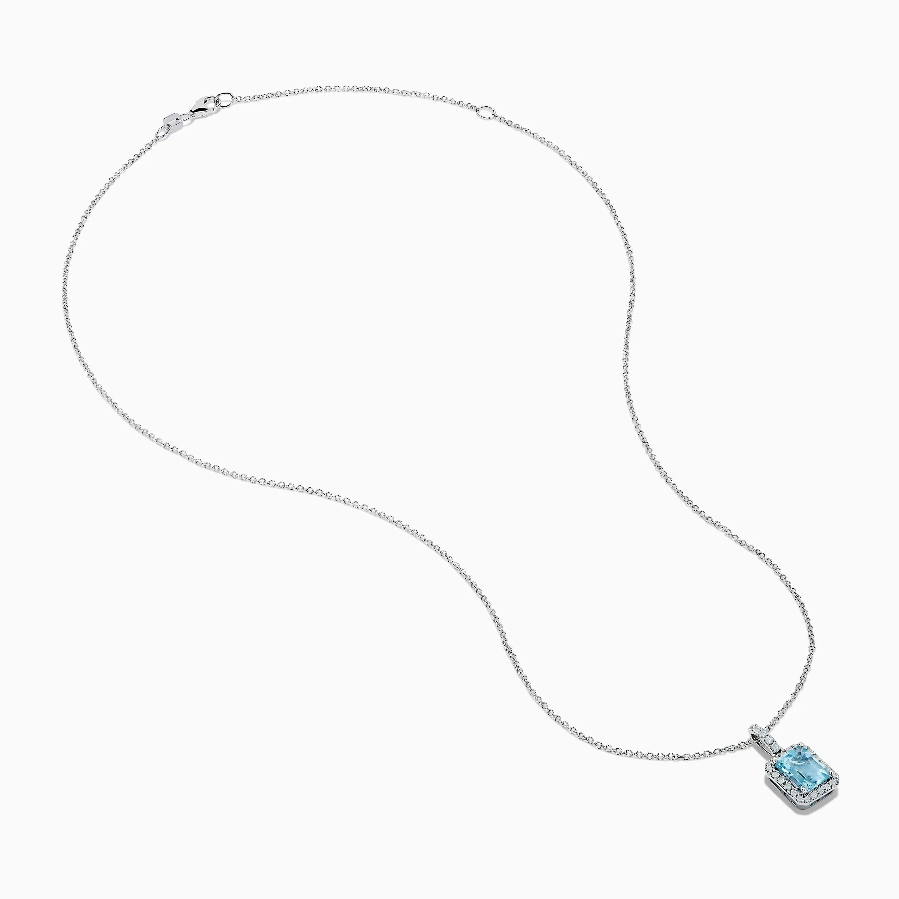 Aquarius 14K White Gold Aquamarine and Diamond Halo Pendant sold by Effy product image thumbnail 2