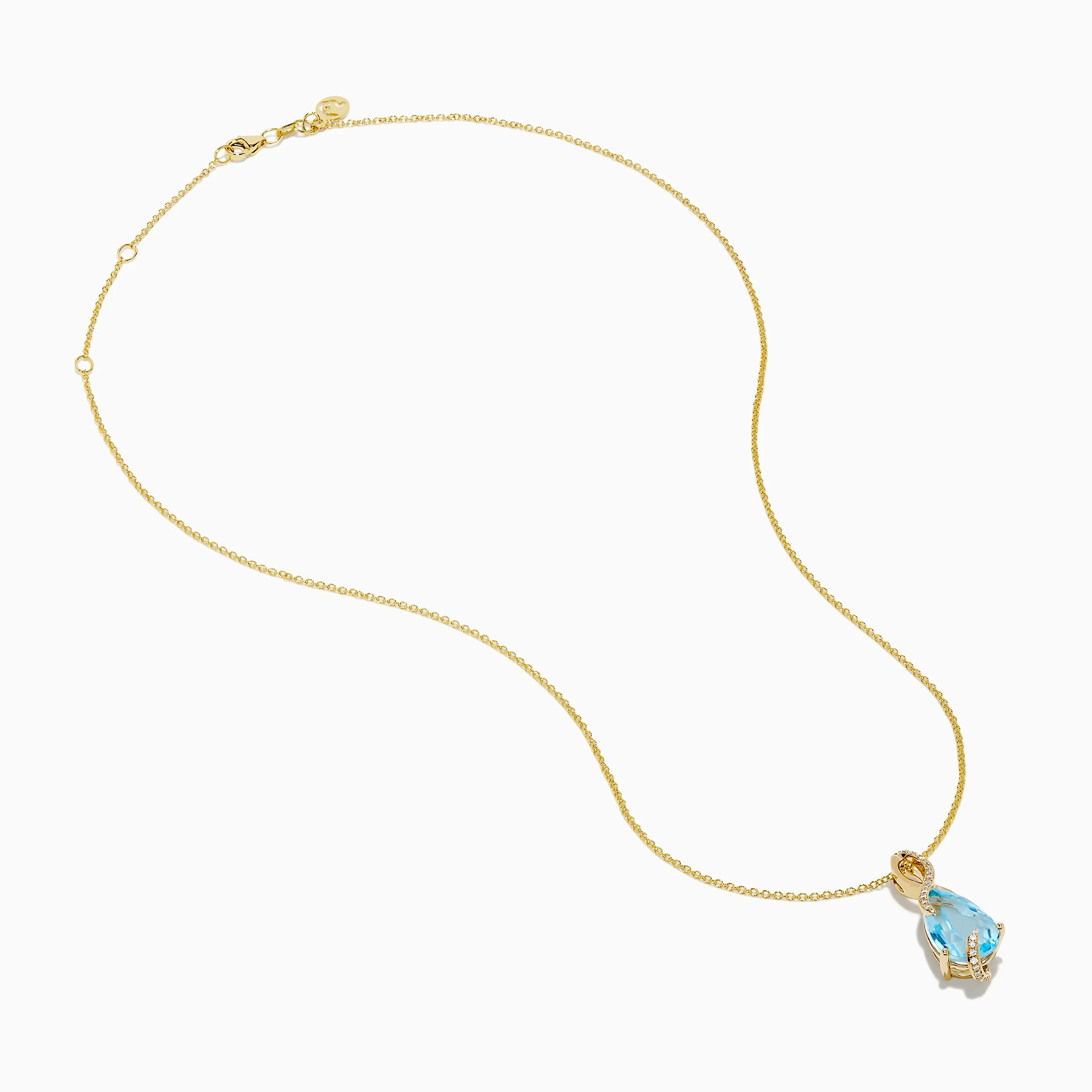 Ocean Bleu 14K Yellow Gold Blue Topaz and Diamond Pear Pendant sold by Effy product image thumbnail 2