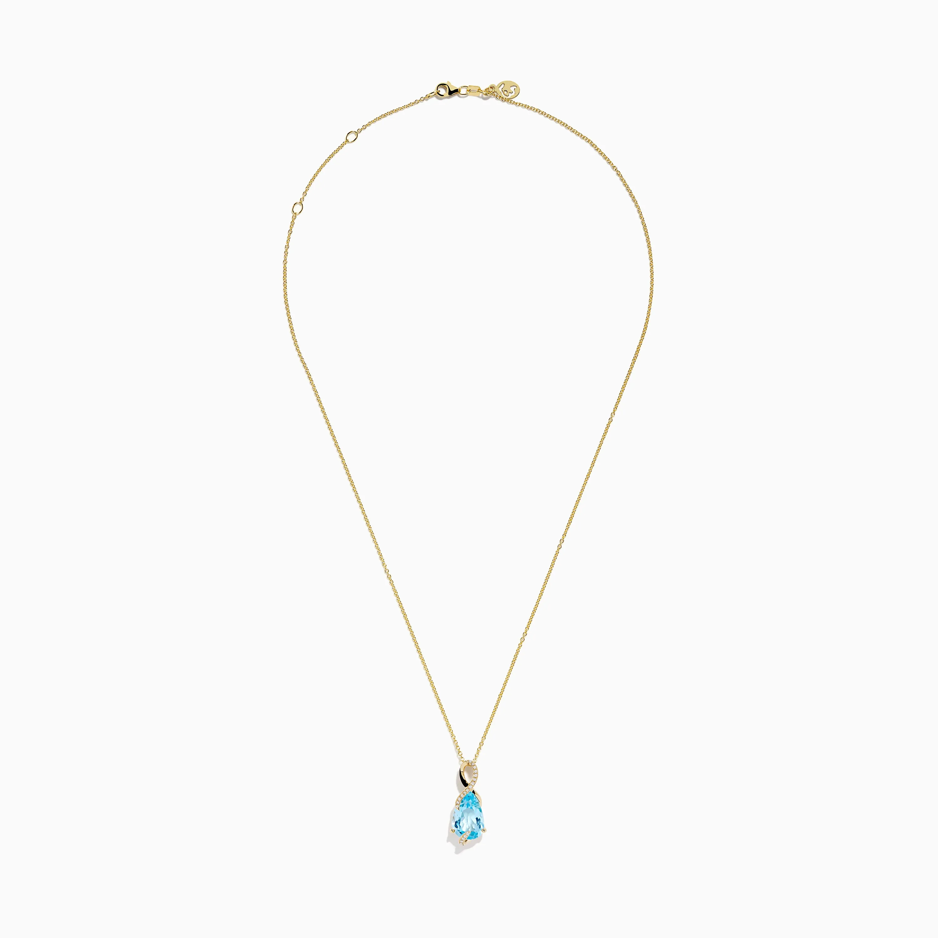 Ocean Bleu 14K Yellow Gold Blue Topaz and Diamond Pear Pendant sold by Effy product image thumbnail 3
