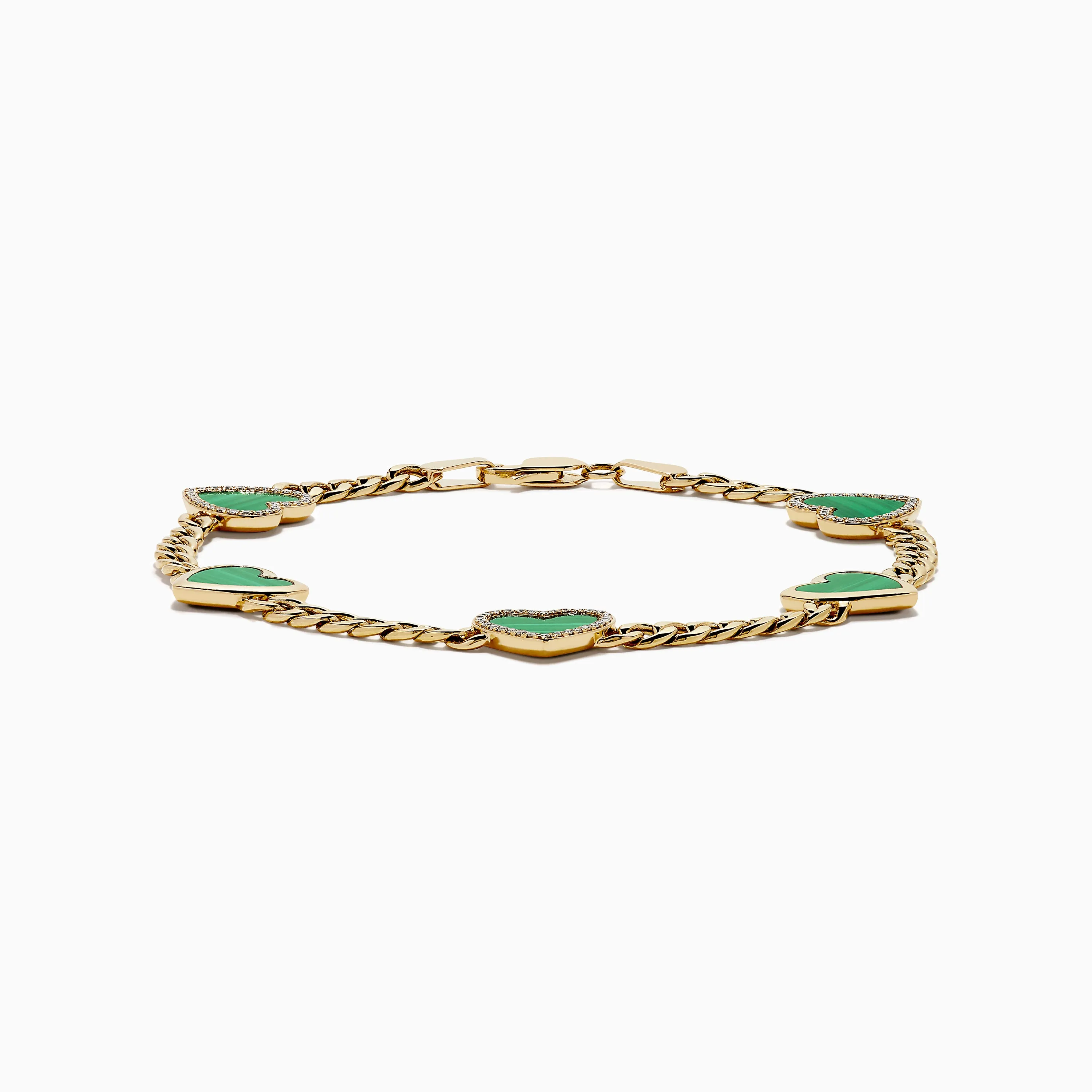 14K Yellow Gold Malachite and Diamond 5 Motif Heart Bracelet sold by Effy product image thumbnail 3