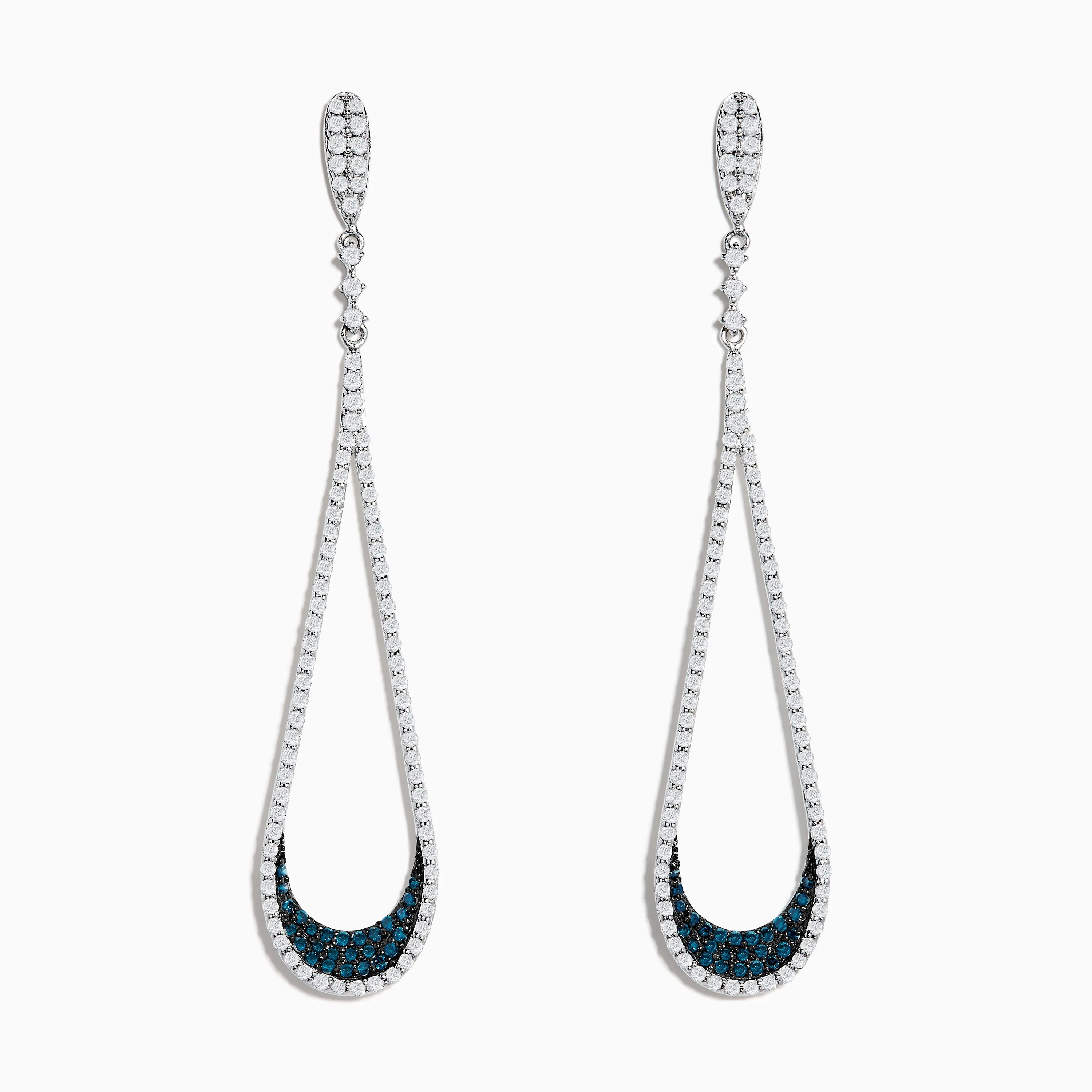 14K White Gold Blue and White Diamond Drop Earrings sold by Effy
