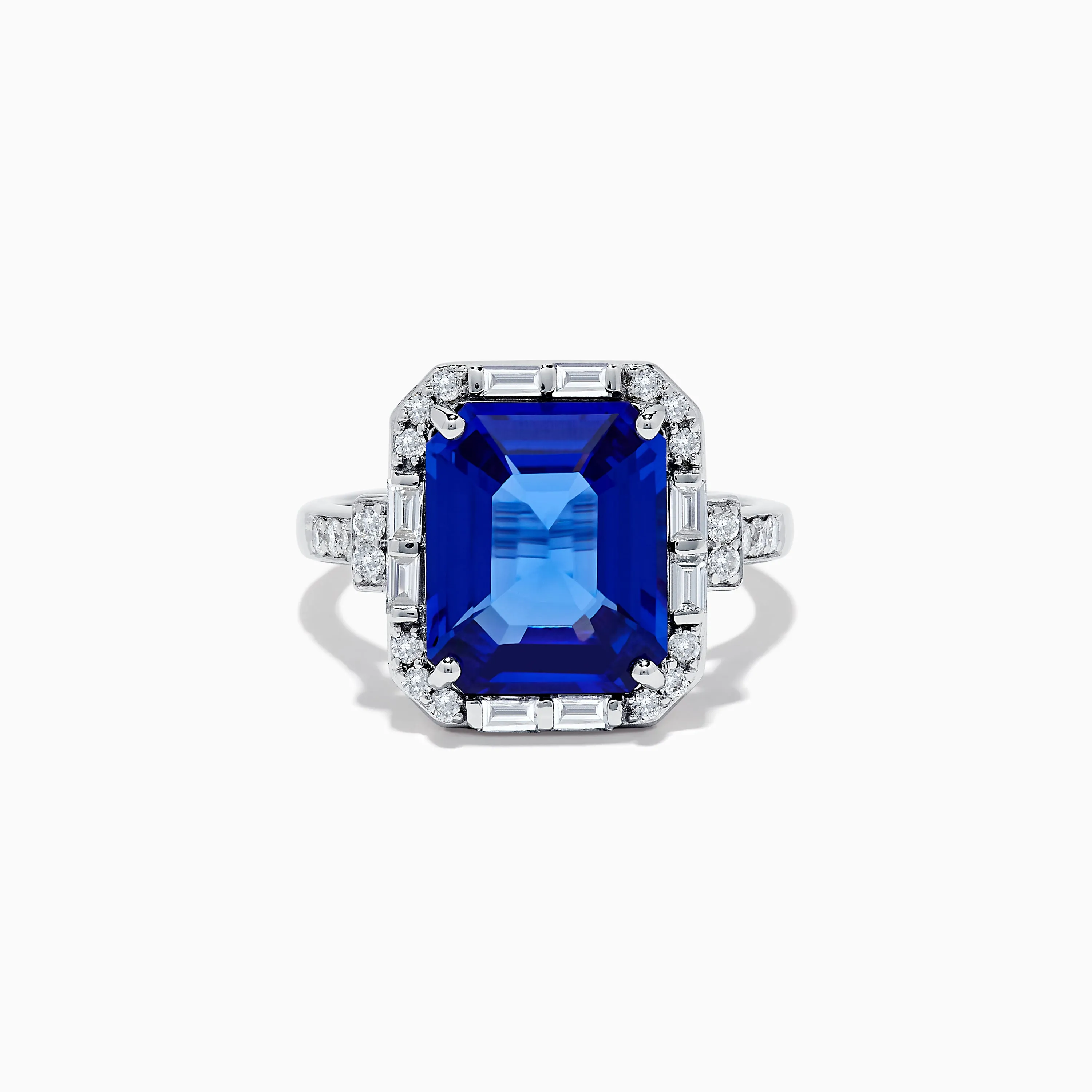 Nahla Siri 14K White Gold Emerald Cut Tanzanite and Diamond Ring sold by Effy