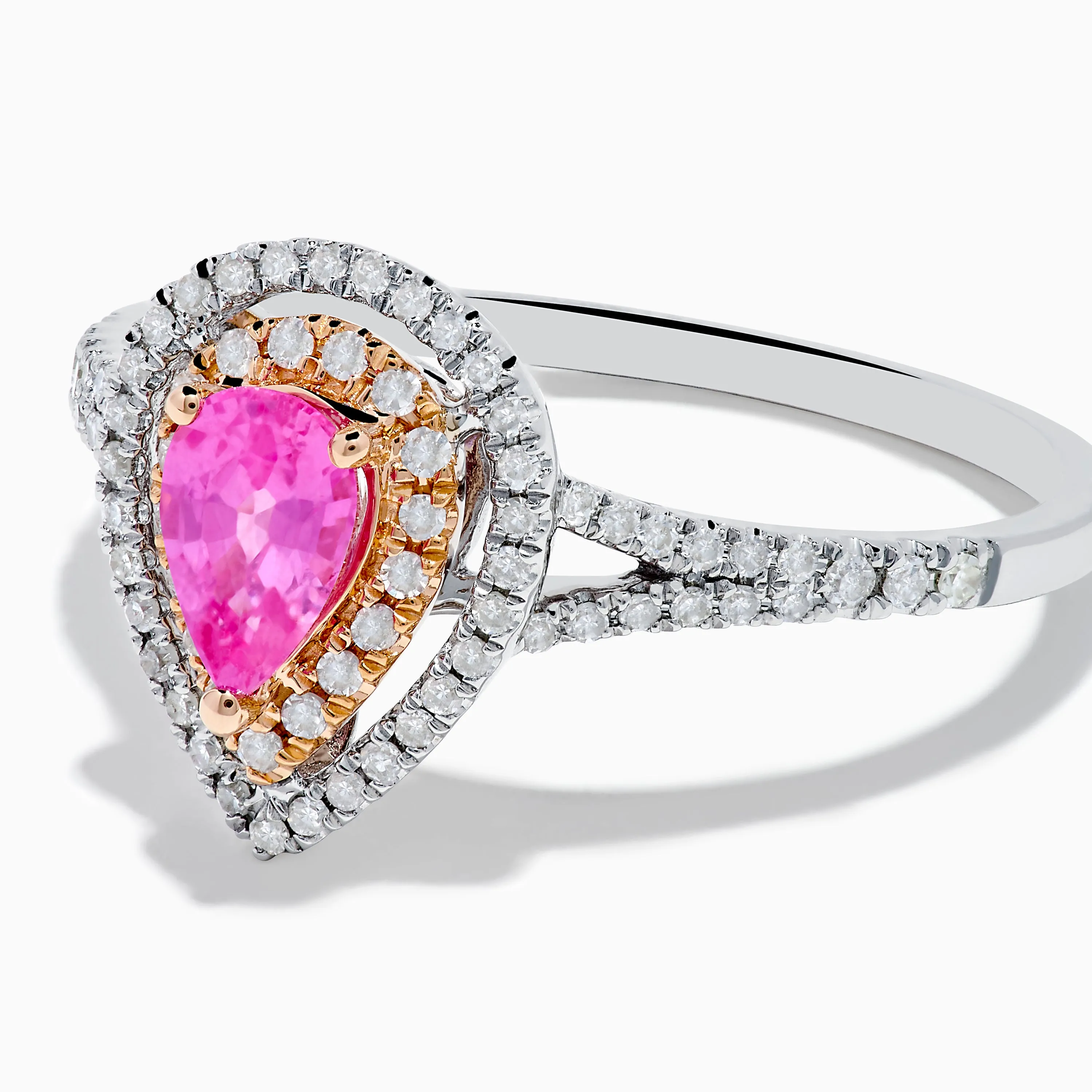 14K Two Tone Gold Pink Sapphire and Diamond Halo Ring sold by Effy product image thumbnail 2