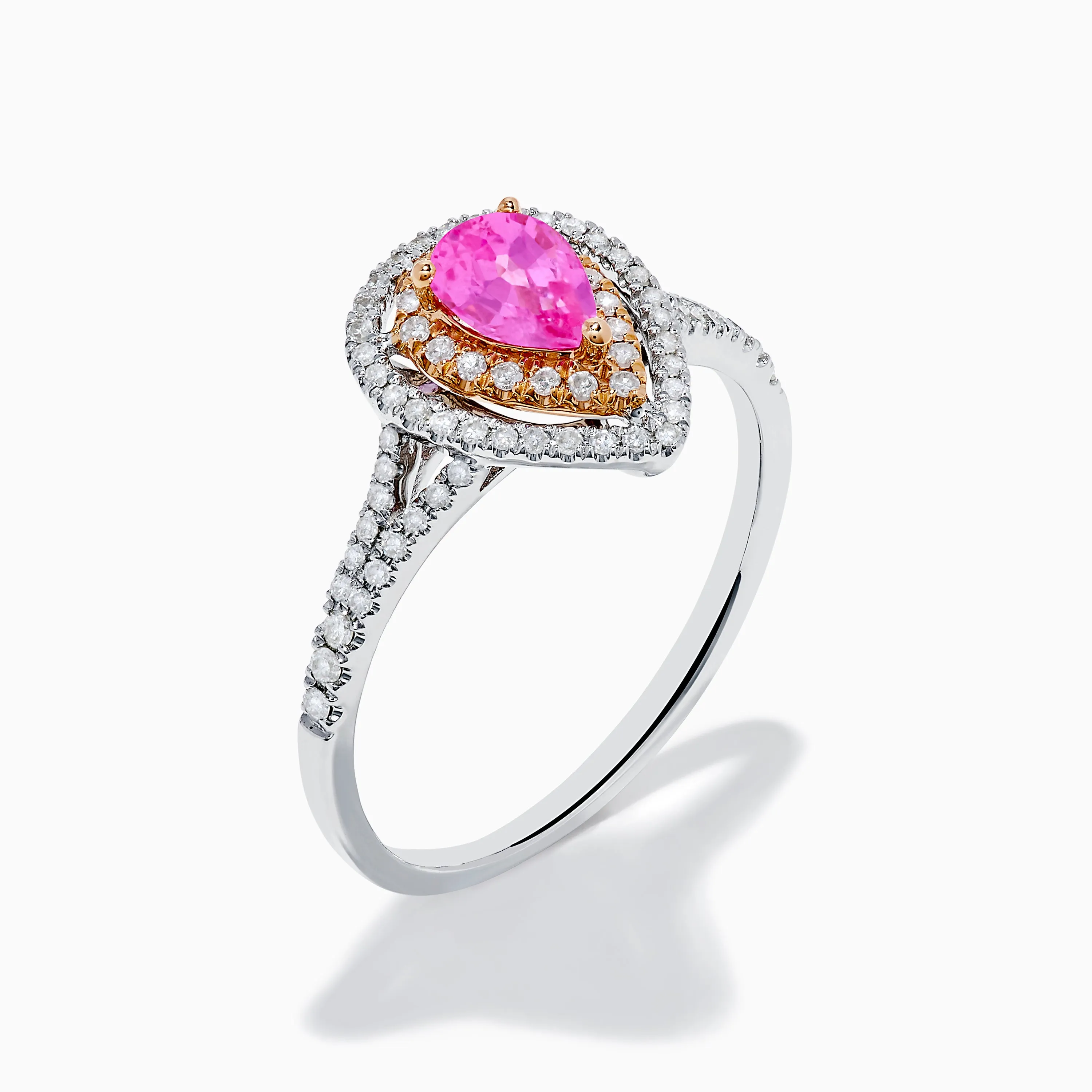 14K Two Tone Gold Pink Sapphire and Diamond Halo Ring sold by Effy product image thumbnail 4