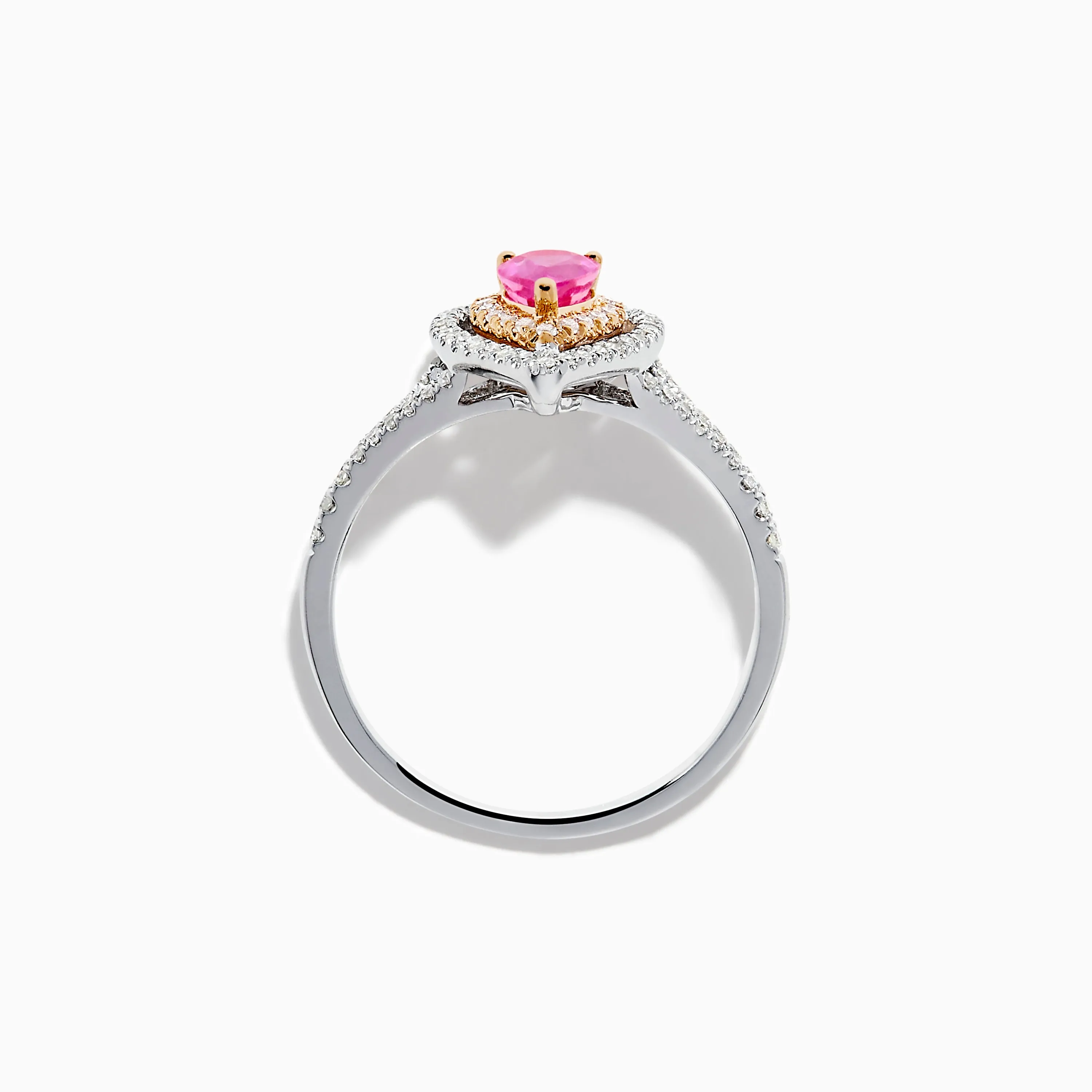 14K Two Tone Gold Pink Sapphire and Diamond Halo Ring sold by Effy product image thumbnail 3