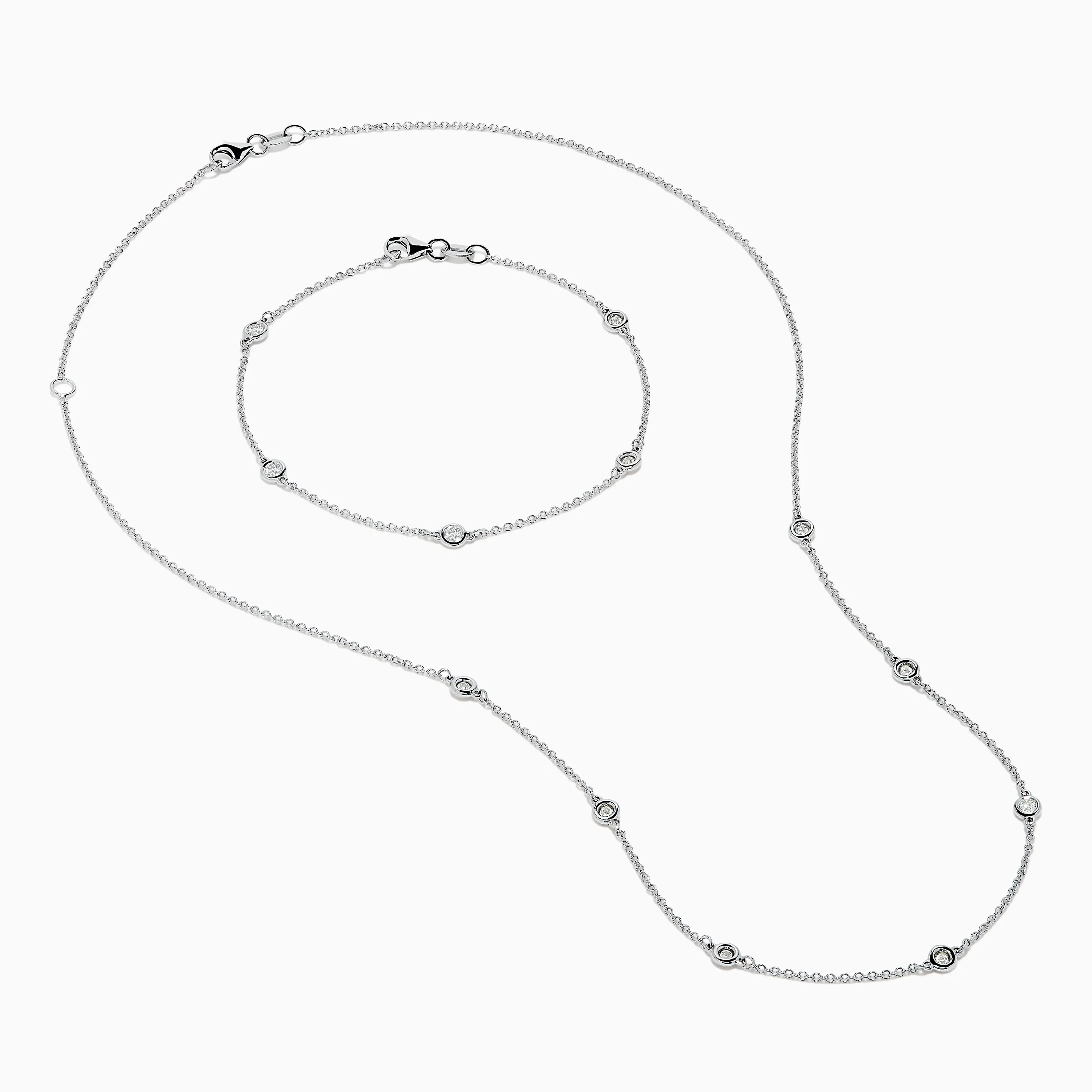 Pave Classica 14K White Gold Diamond Bezel Station Necklace and Bracelet Set sold by Effy product image thumbnail 2