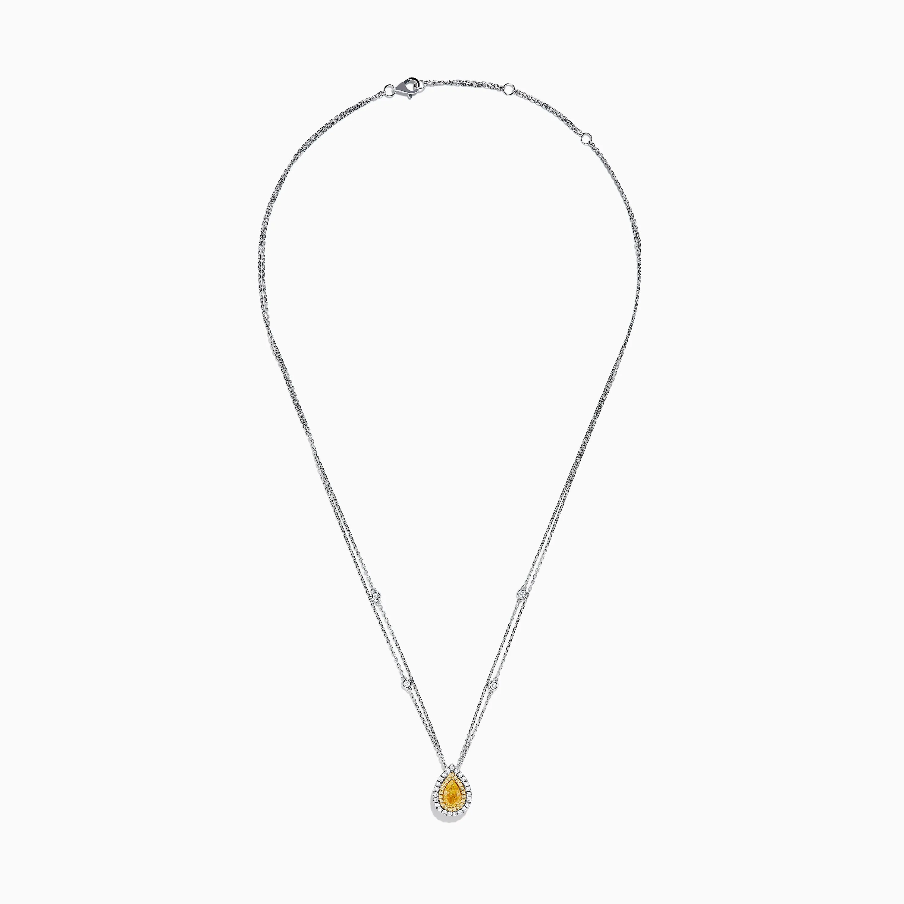 18K Two Toned White & Yellow Diamond Layered Doble Halo Pendant sold by Effy product image thumbnail 3