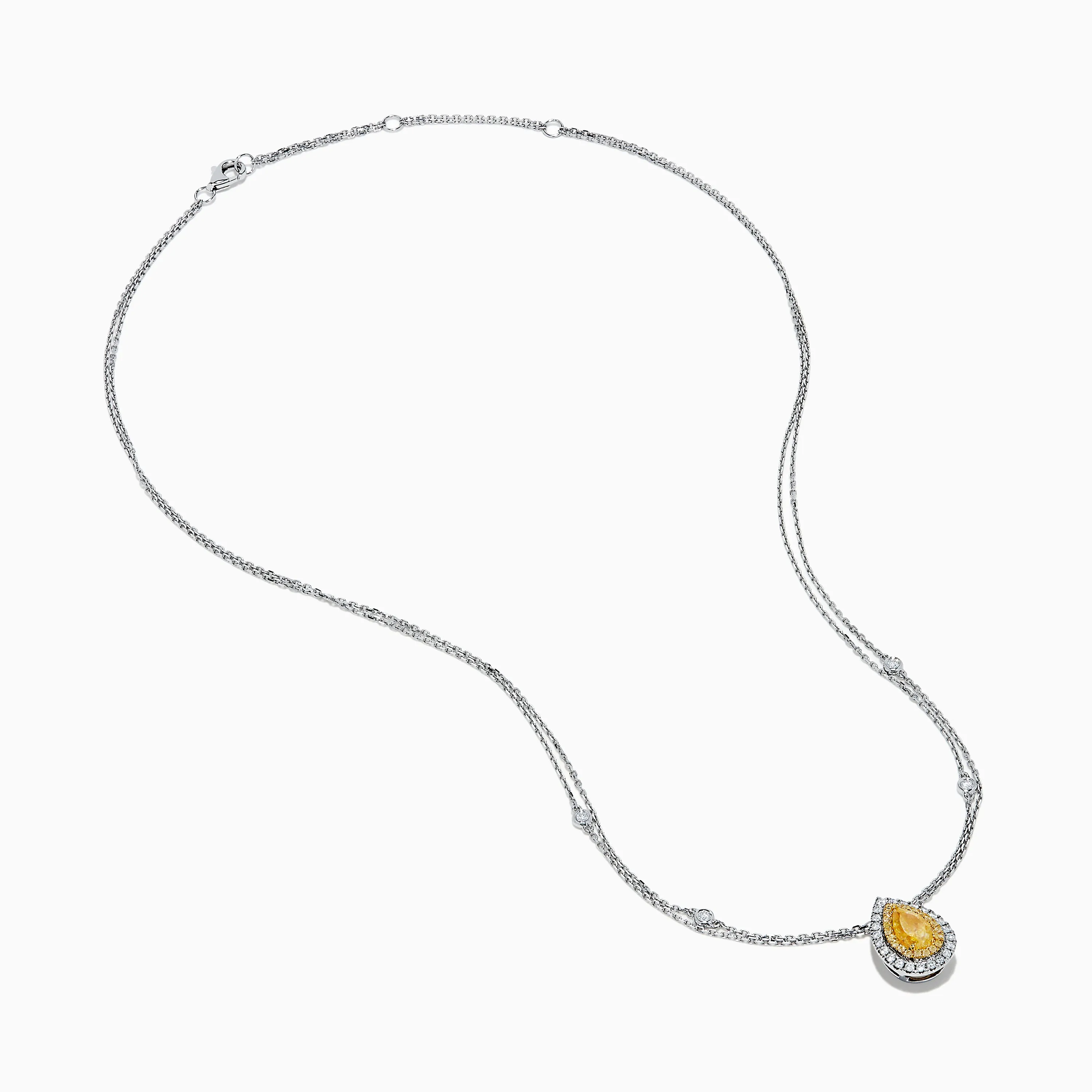 18K Two Toned White & Yellow Diamond Layered Doble Halo Pendant sold by Effy product image thumbnail 2