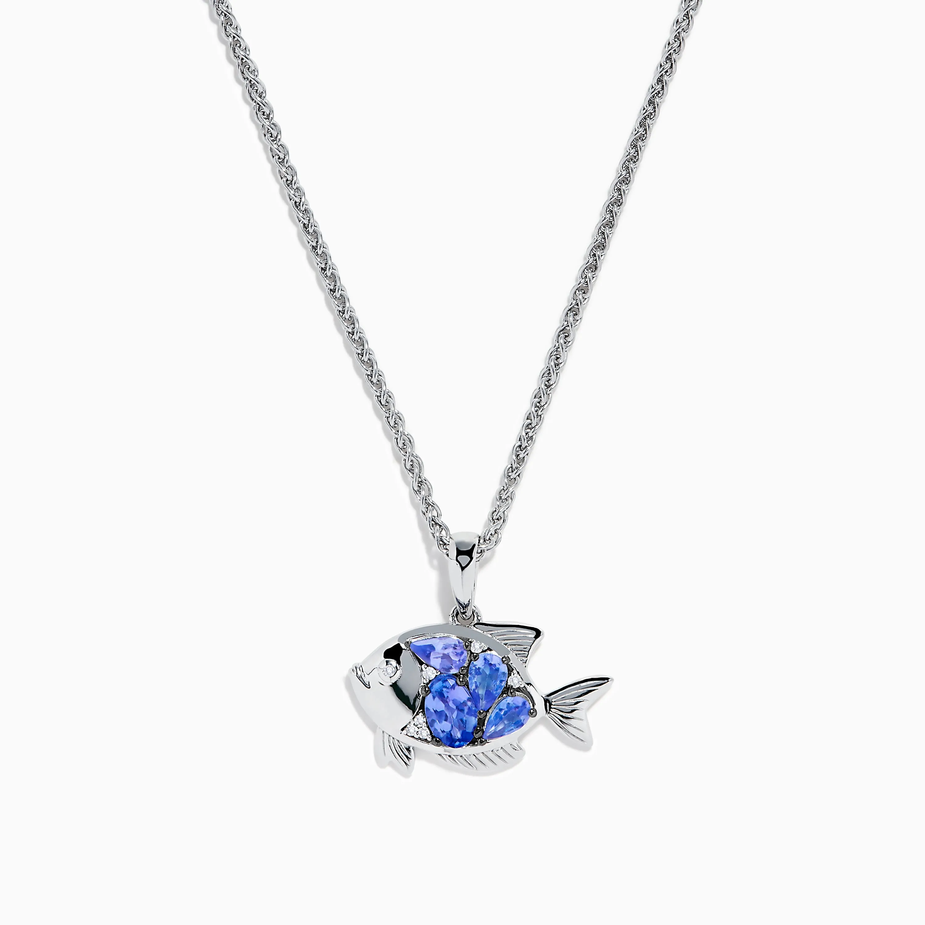 Seaside 925 Sterling Silver Tanzanite and Diamond Fish Pendant sold by Effy