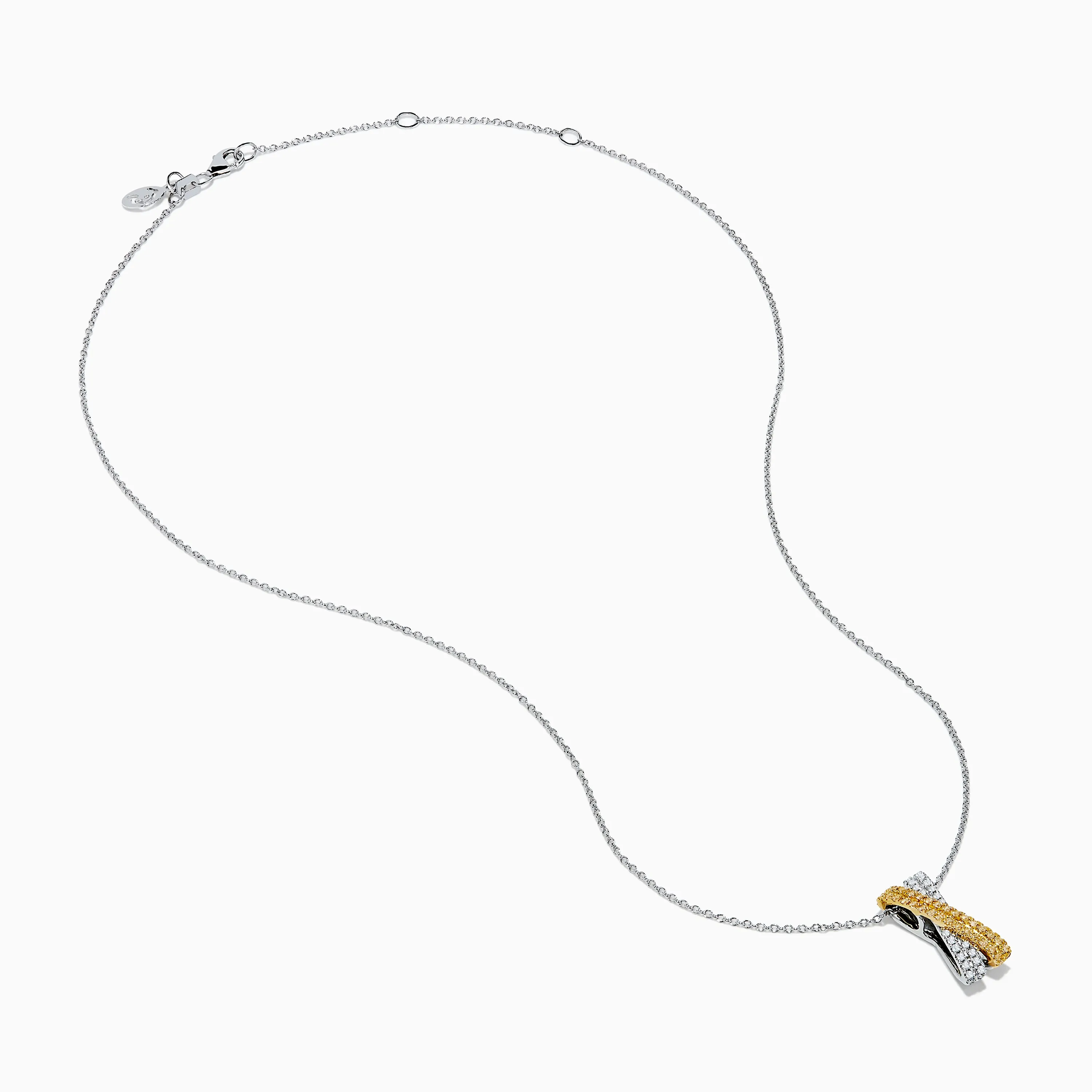 14K Two Tone Gold White and Yellow Diamond Criss Cross Pendant sold by Effy product image thumbnail 2