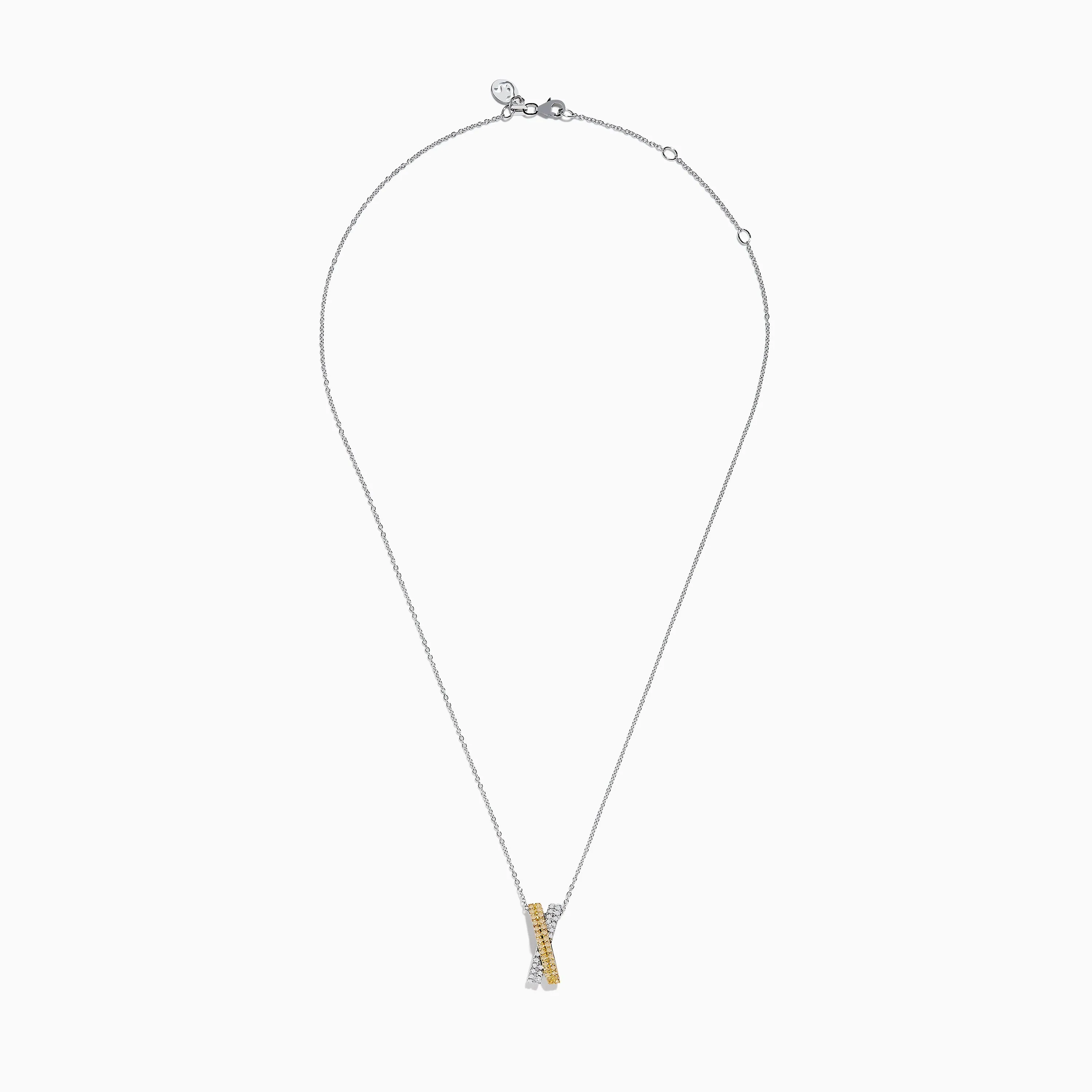 14K Two Tone Gold White and Yellow Diamond Criss Cross Pendant sold by Effy product image thumbnail 3