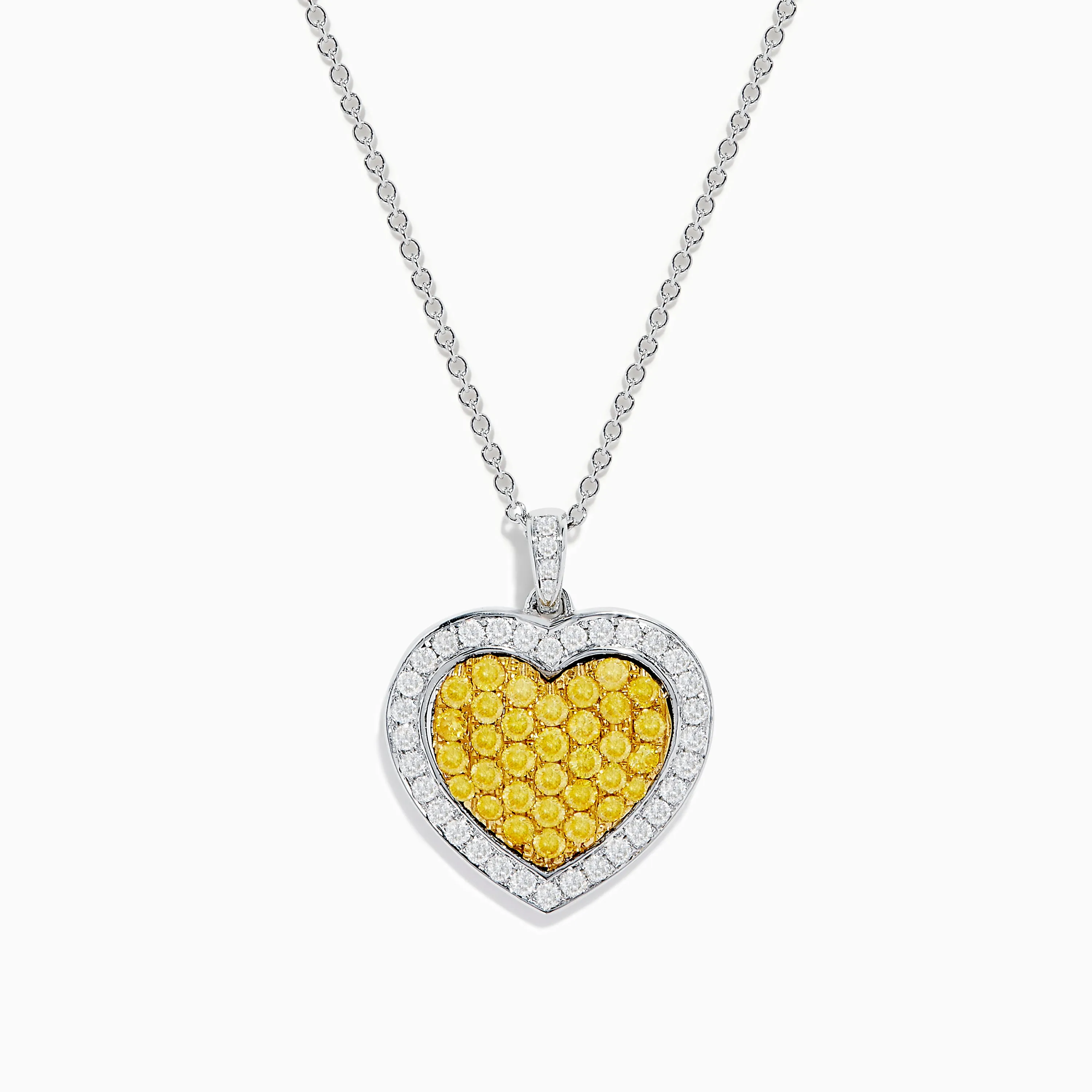 18K Two Tone Gold White and Yellow Diamond Heart Cluster Pendant sold by Effy