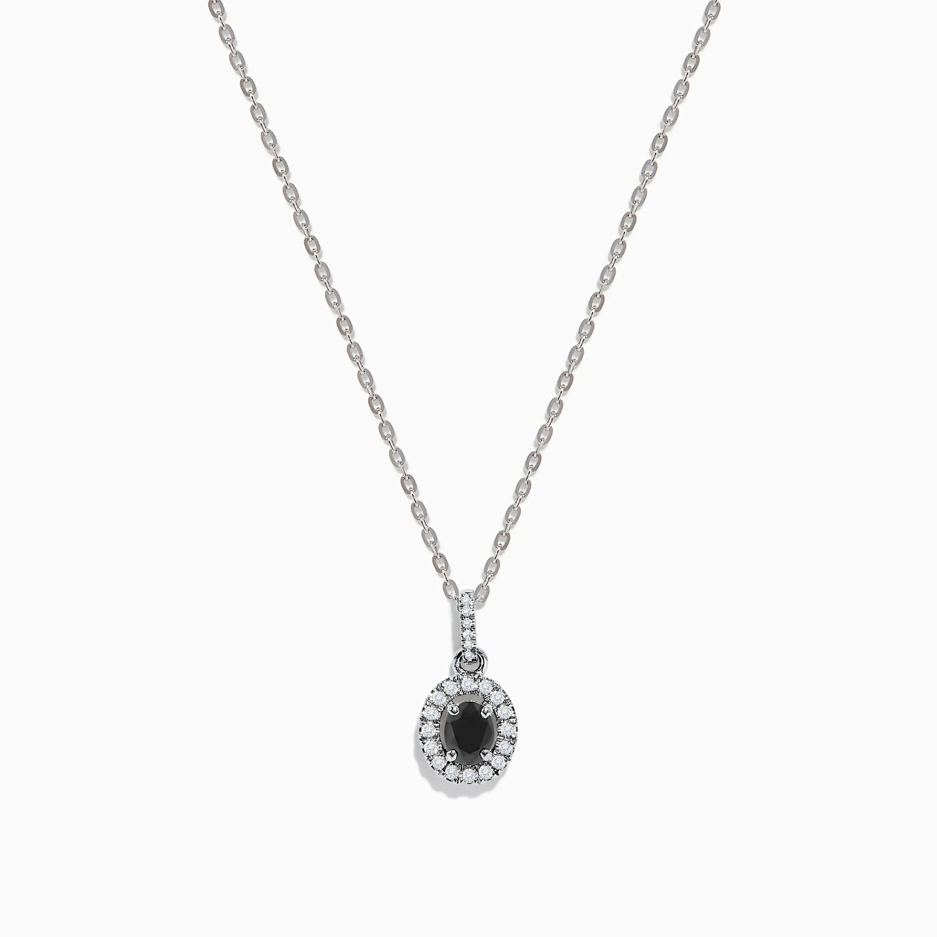 14K White Gold Black and White Diamond Halo Pendant sold by Effy