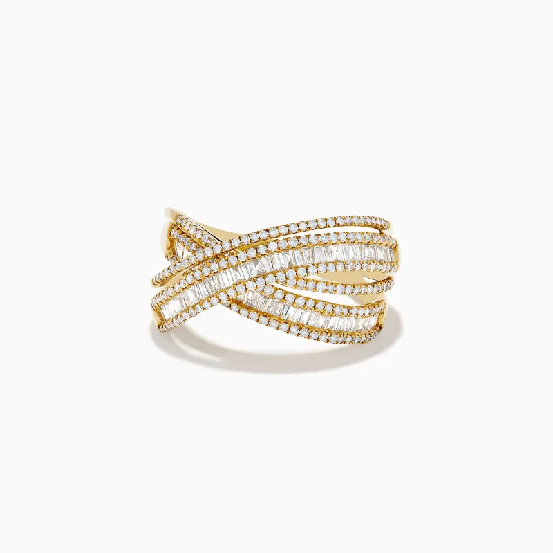 D'Oro 14K Yellow Gold Diamond Criss Cross Ring sold by Effy