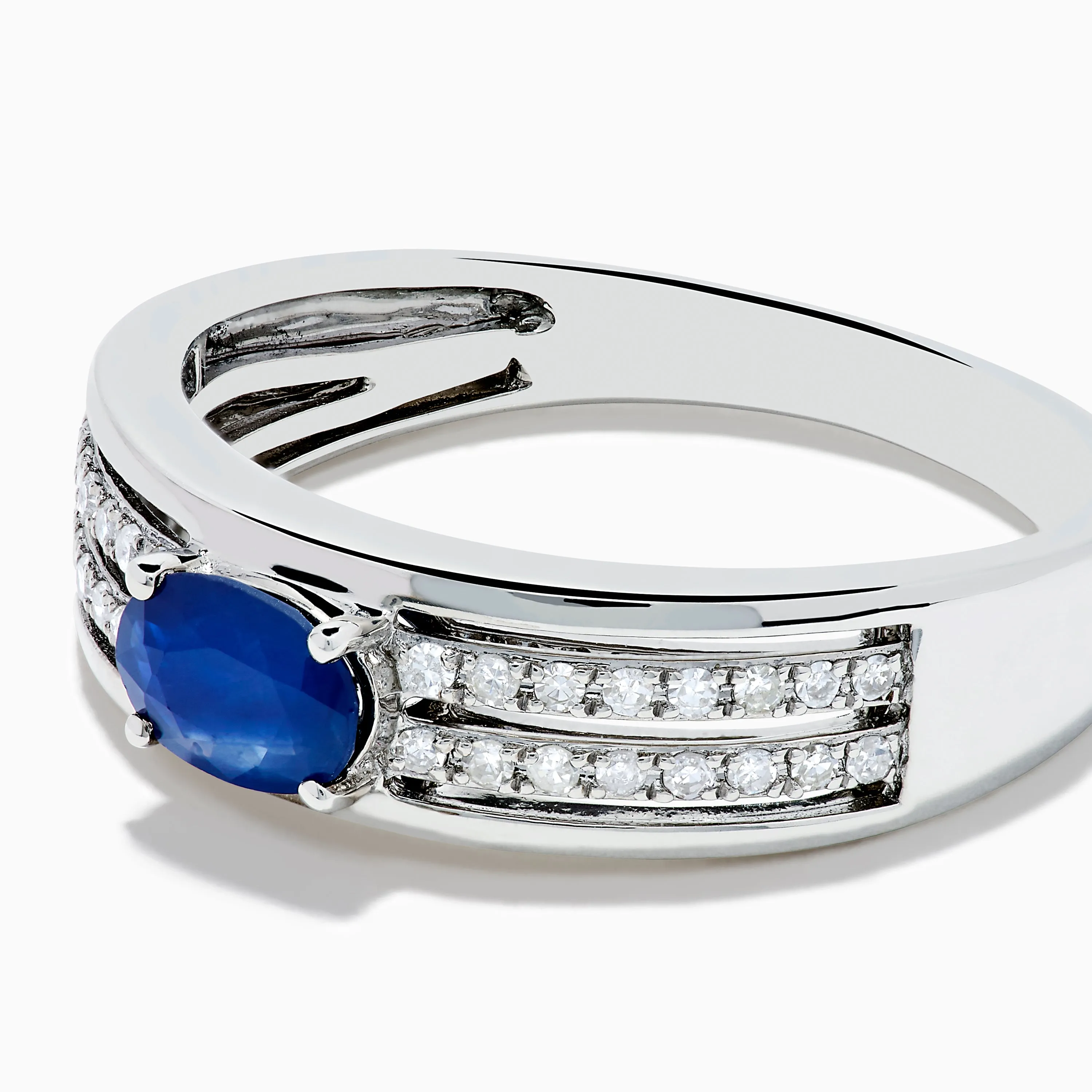 925 Sterling Silver Blue Sapphire and Diamond Ring sold by Effy product image thumbnail 2