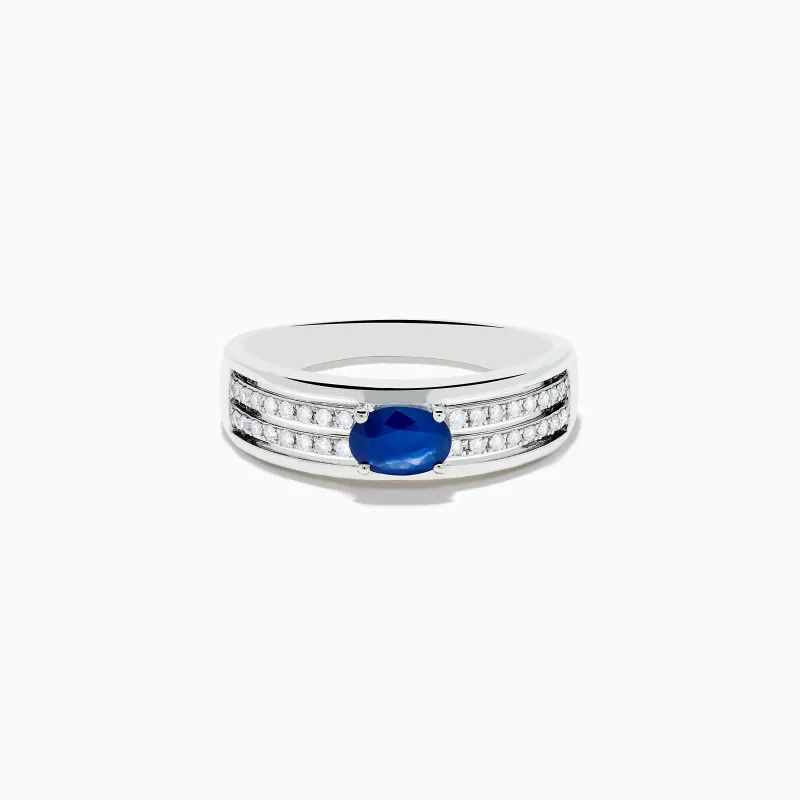 925 Sterling Silver Blue Sapphire and Diamond Ring sold by Effy