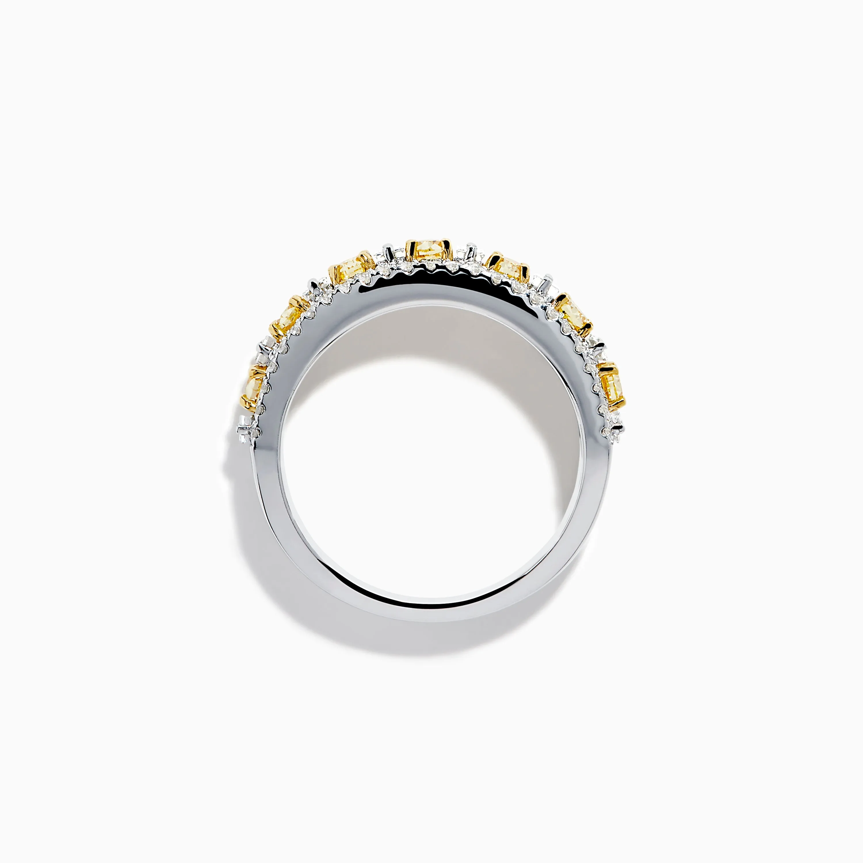 18K Two Tone Gold White and Yellow Diamond Wide Band Ring sold by Effy product image thumbnail 3