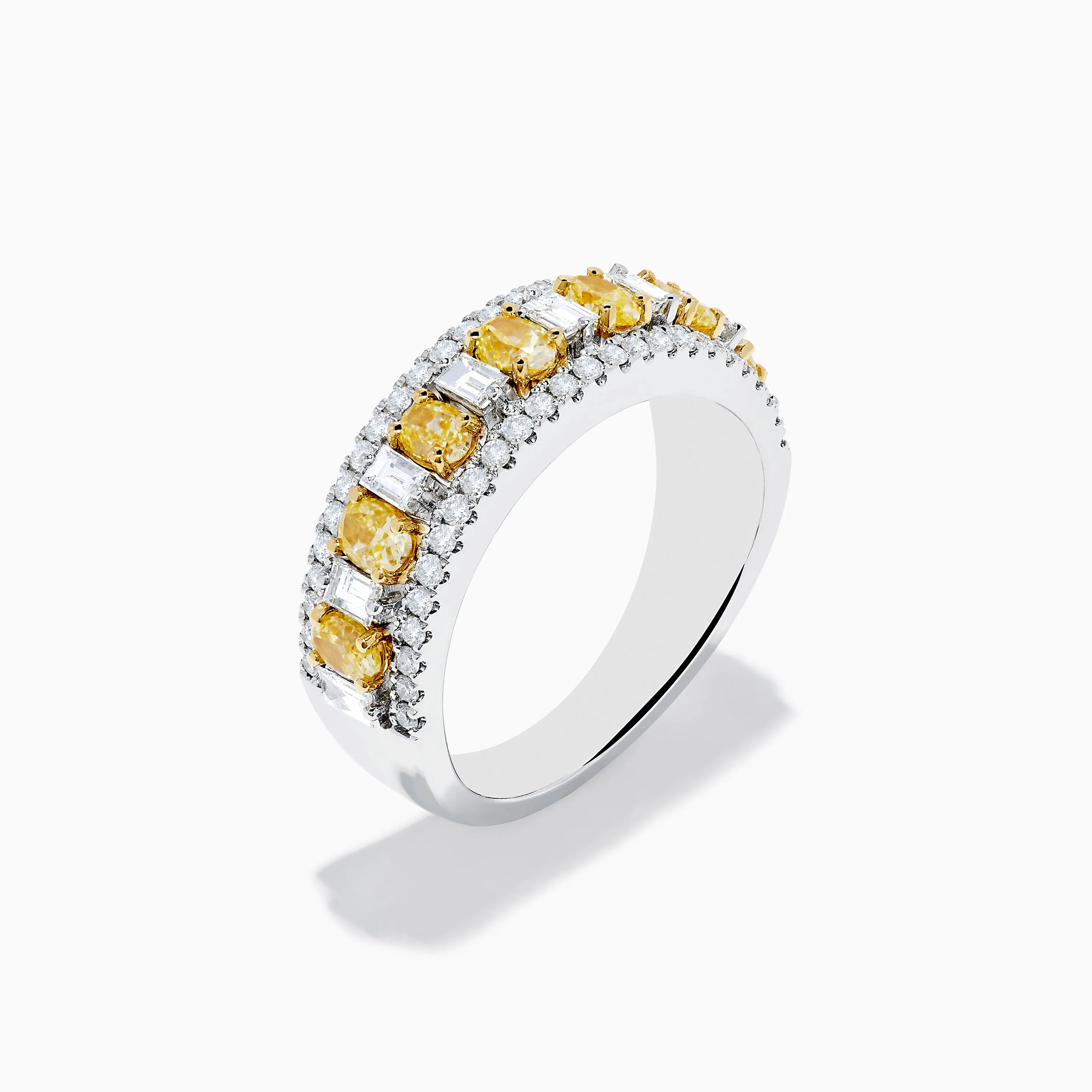 18K Two Tone Gold White and Yellow Diamond Wide Band Ring sold by Effy product image thumbnail 4