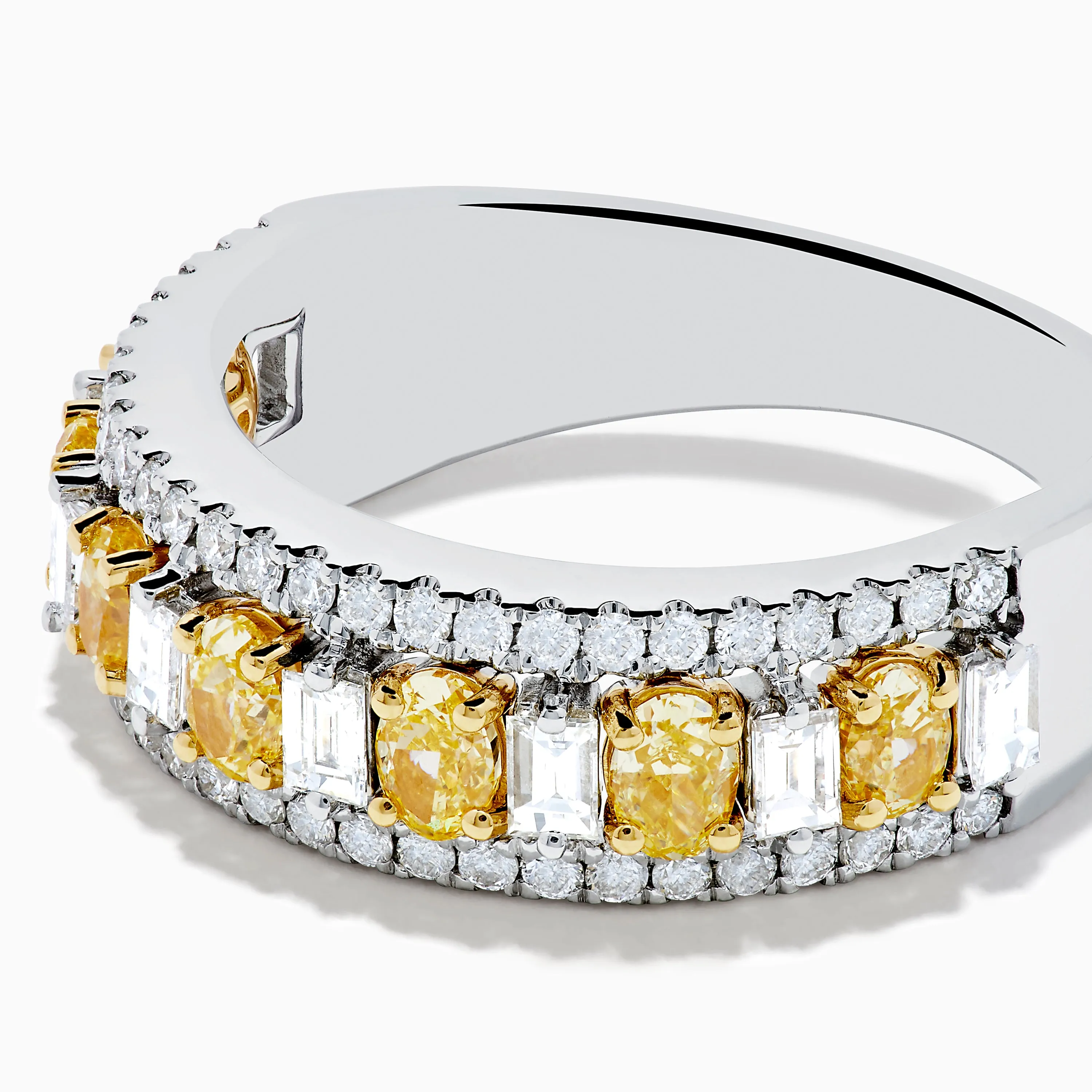 18K Two Tone Gold White and Yellow Diamond Wide Band Ring sold by Effy product image thumbnail 2