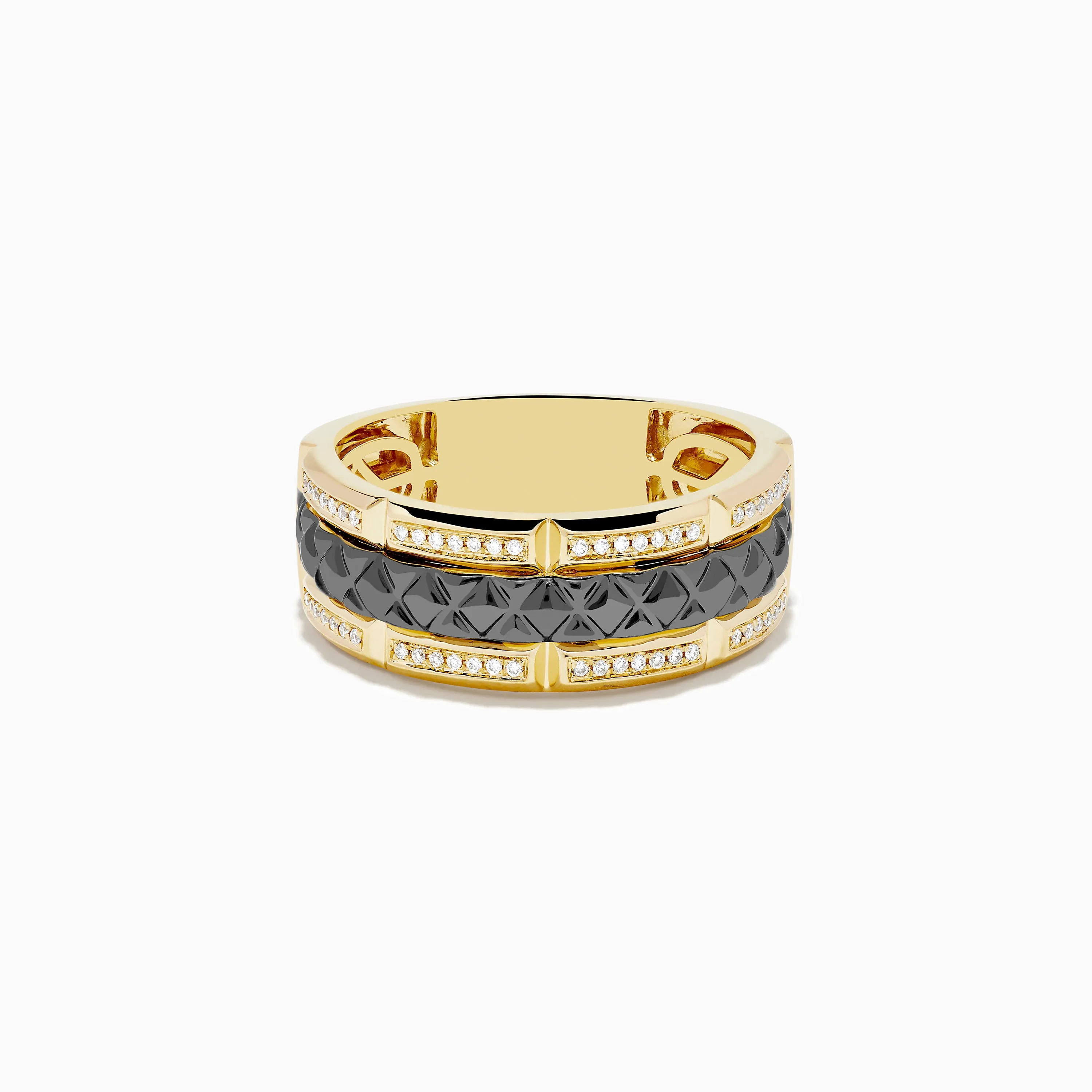 Men's 14K Yellow Gold with Black Rhodium Diamond Band Ring sold by Effy