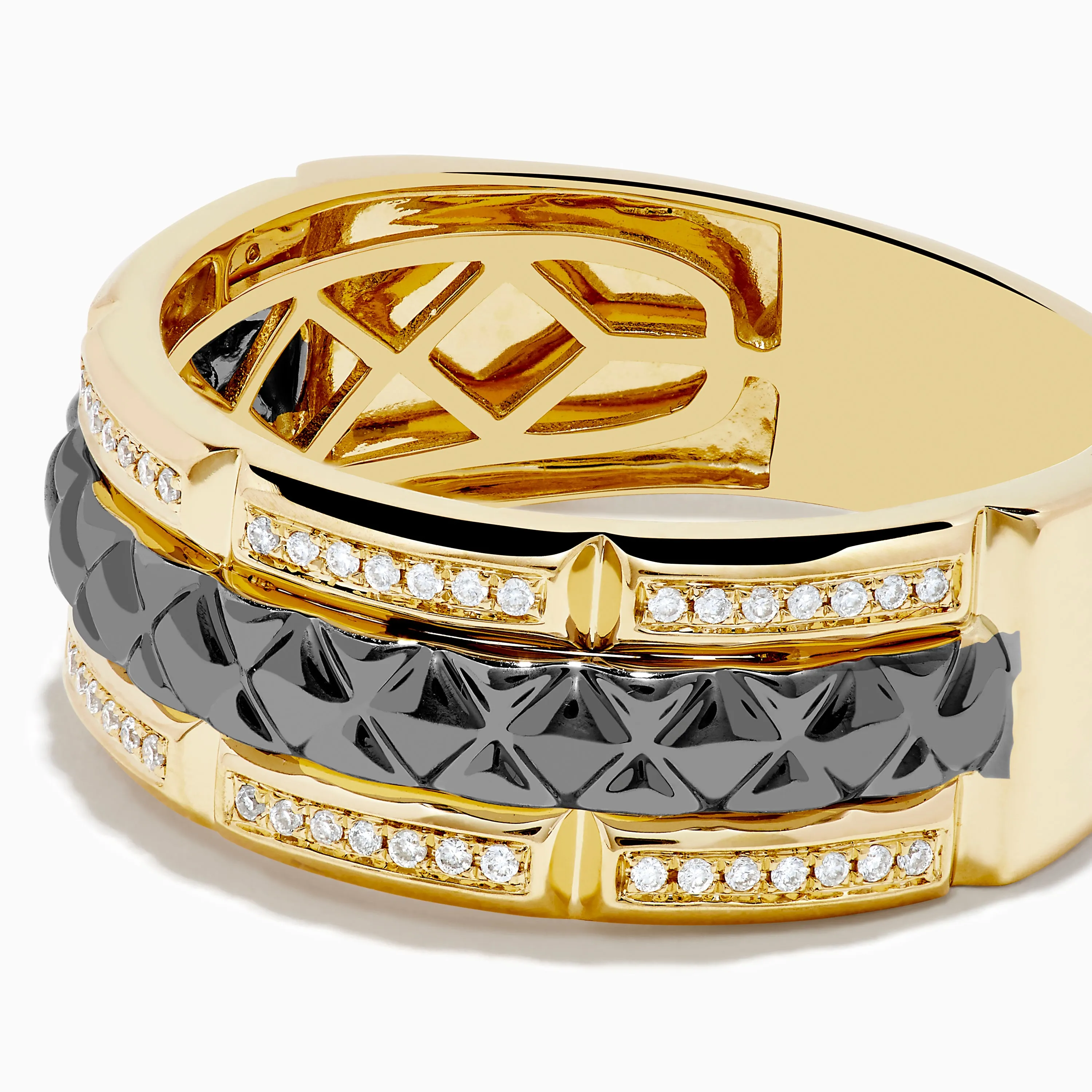 Men's 14K Yellow Gold with Black Rhodium Diamond Band Ring sold by Effy product image thumbnail 2