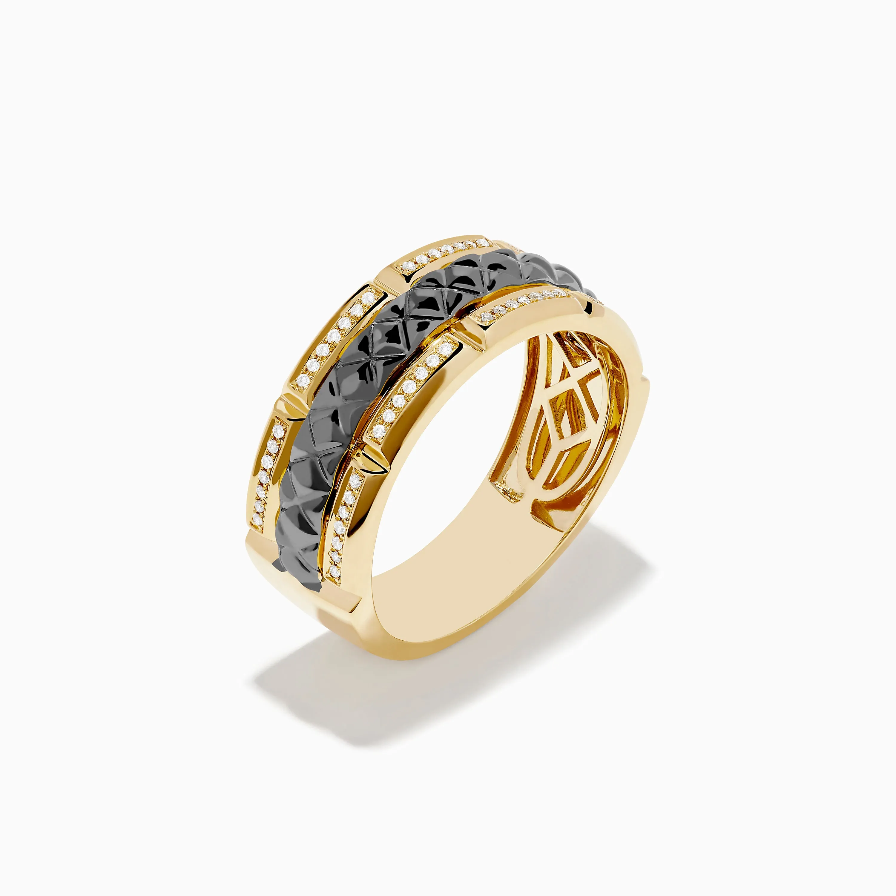 Men's 14K Yellow Gold with Black Rhodium Diamond Band Ring sold by Effy product image thumbnail 4