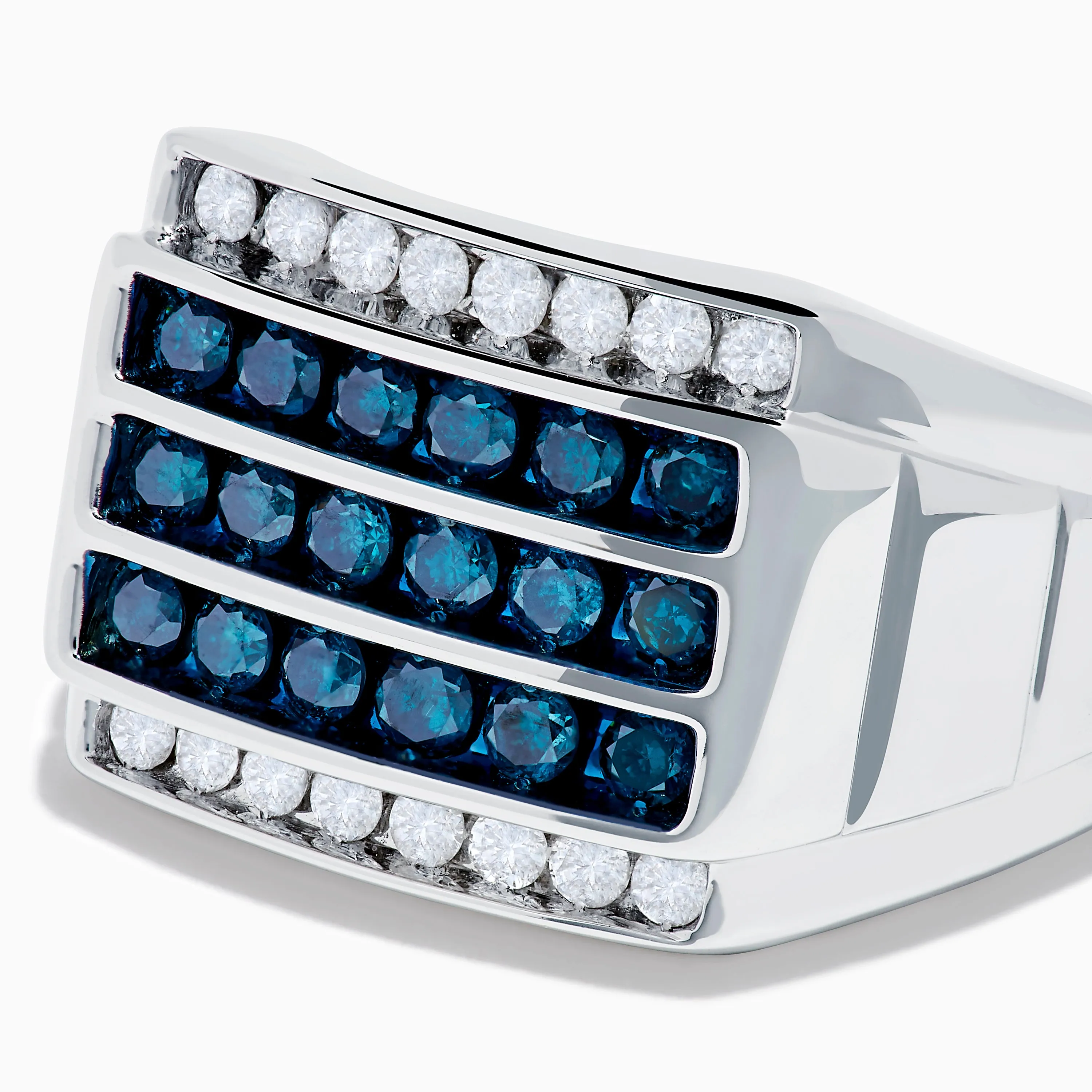 Men's 14K White Gold Blue and White Diamond Ring sold by Effy product image thumbnail 2