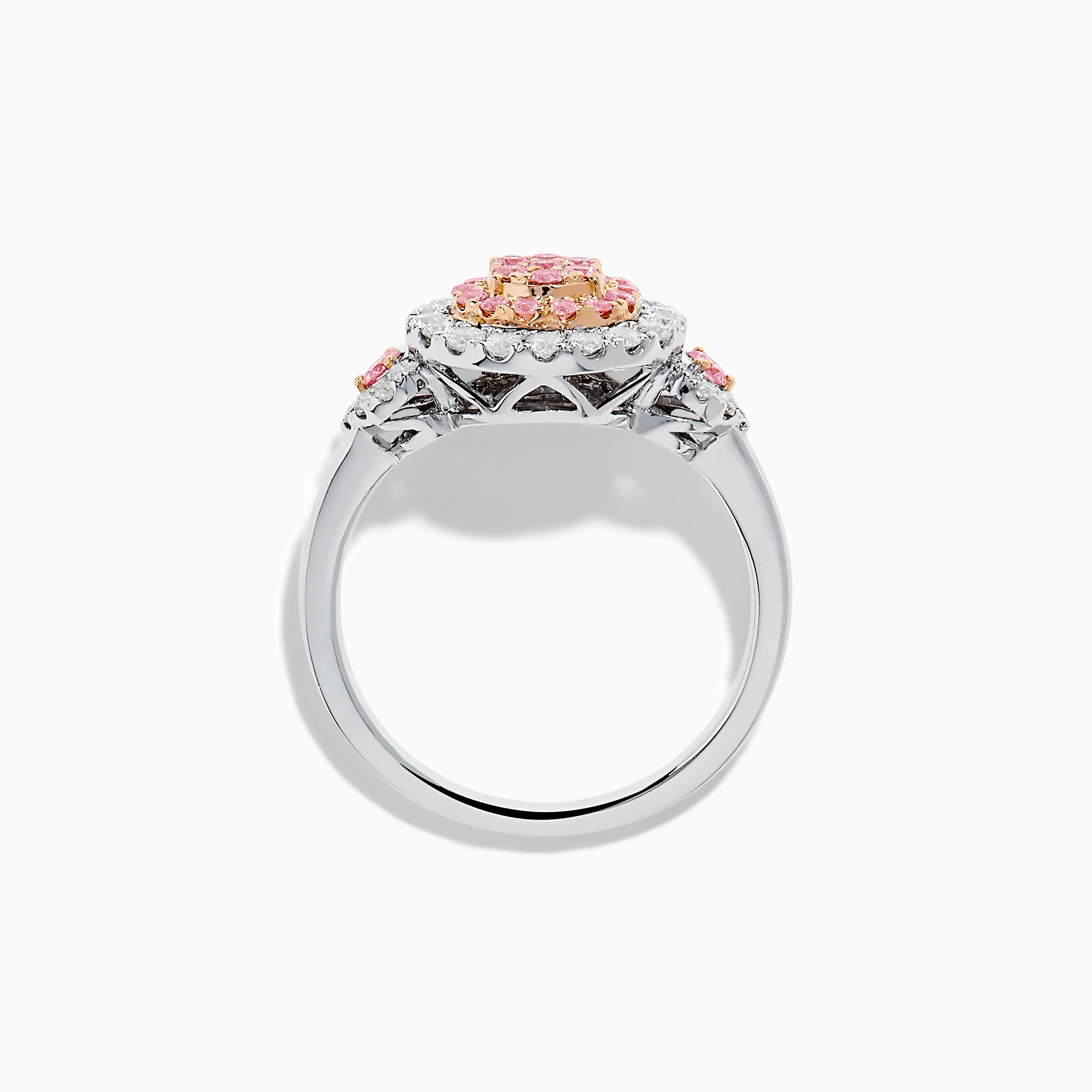 14K Two Tone Gold White and Pink Diamond Cluster Ring sold by Effy product image thumbnail 3