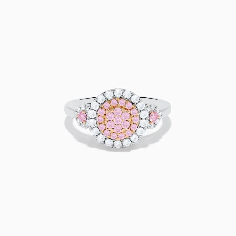 14K Two Tone Gold White and Pink Diamond Cluster Ring sold by Effy