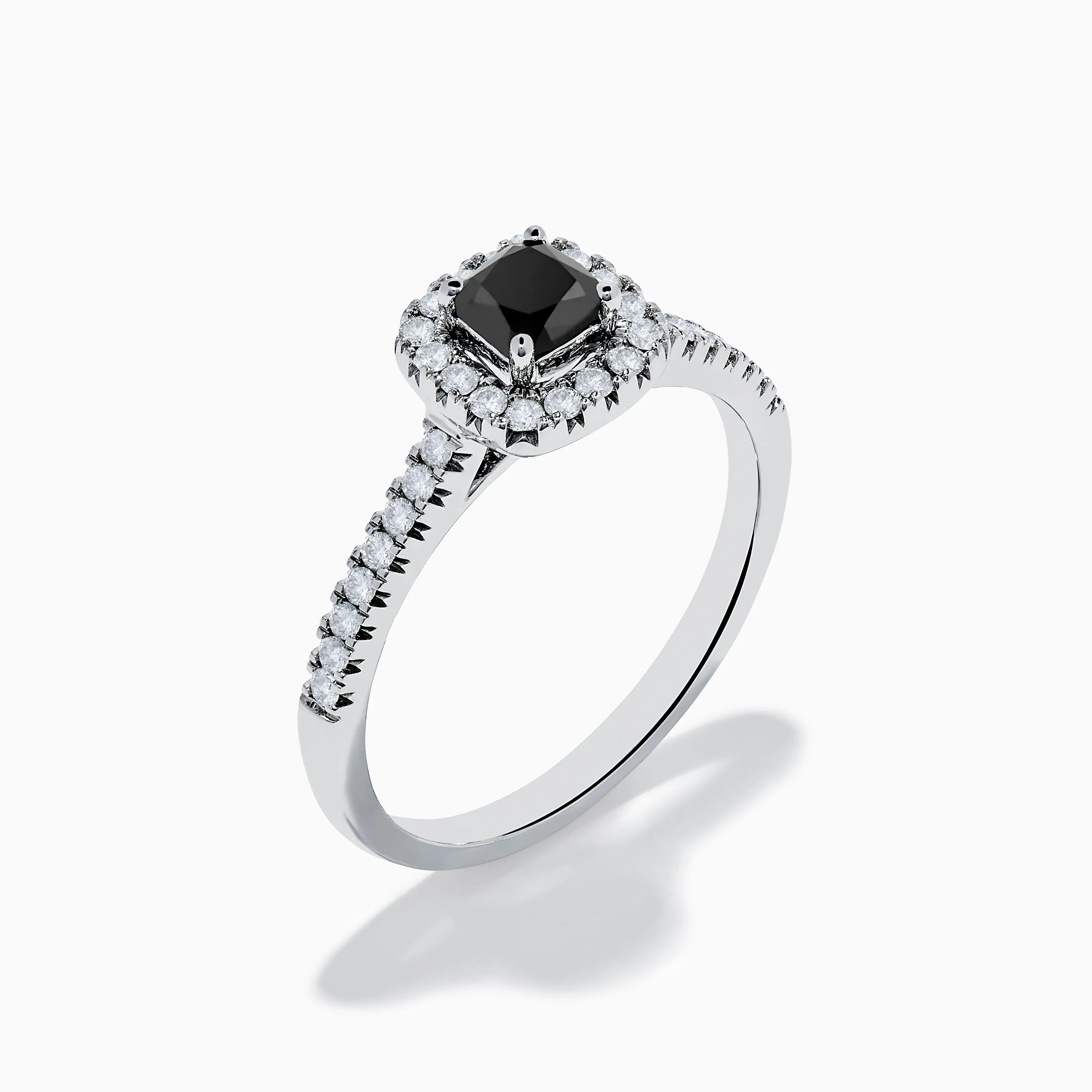 14K White Gold White and Black Diamond Halo Ring sold by Effy product image thumbnail 4
