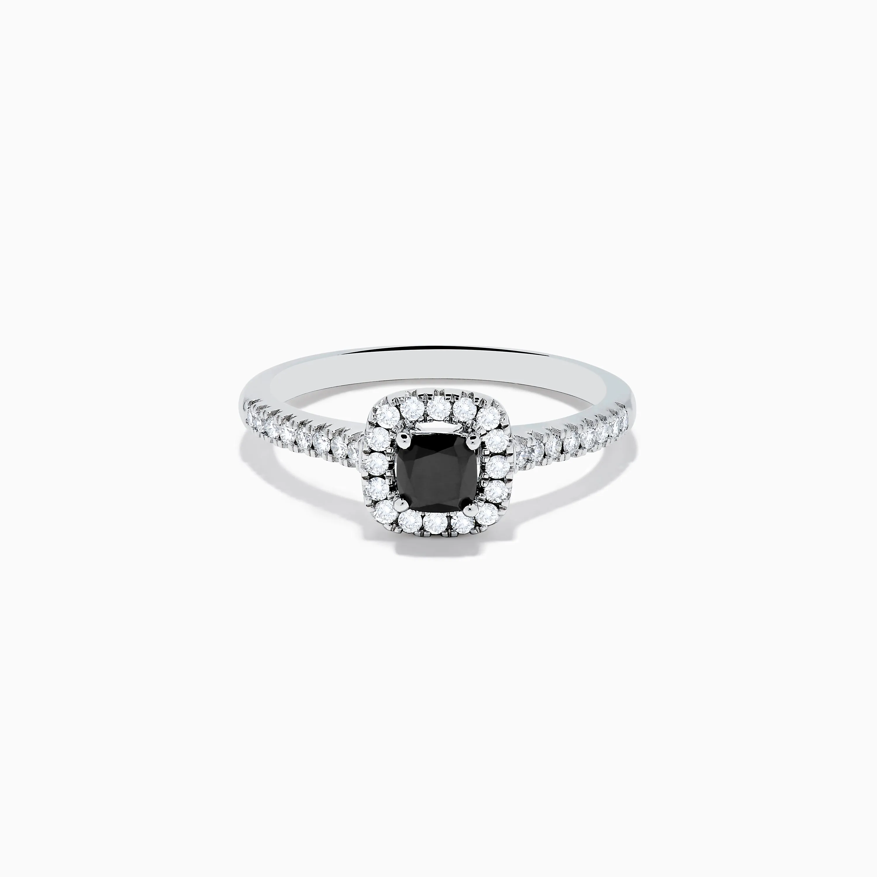 14K White Gold White and Black Diamond Halo Ring sold by Effy