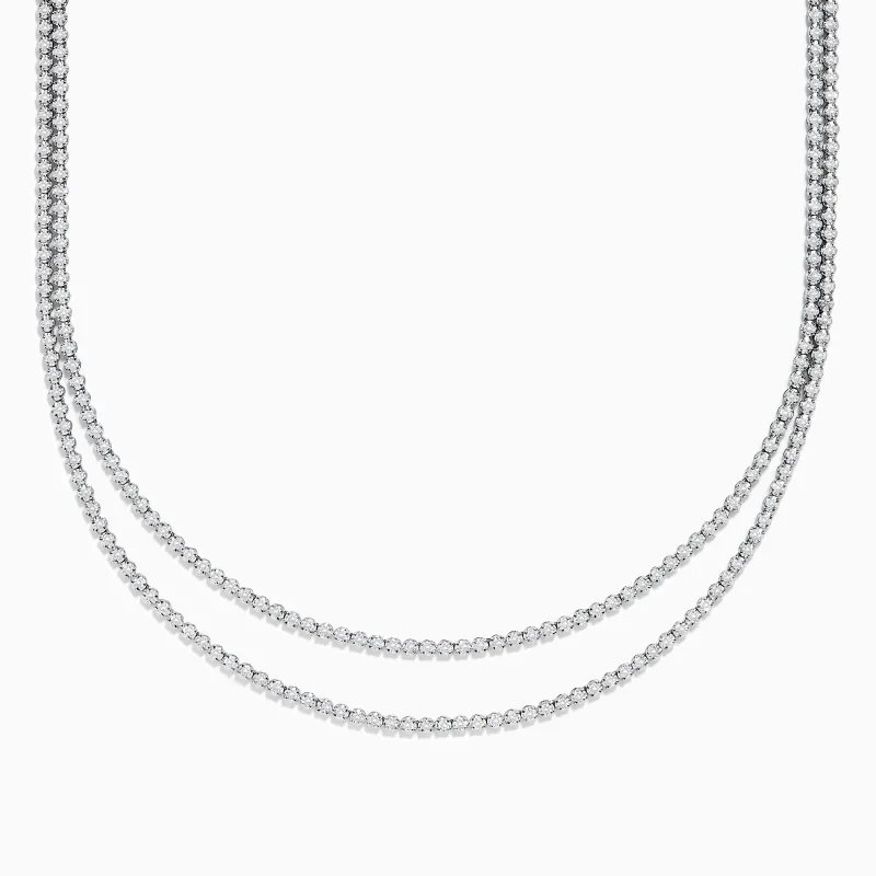 Pave Classica 14K White Gold Diamond Tennis Necklace sold by Effy