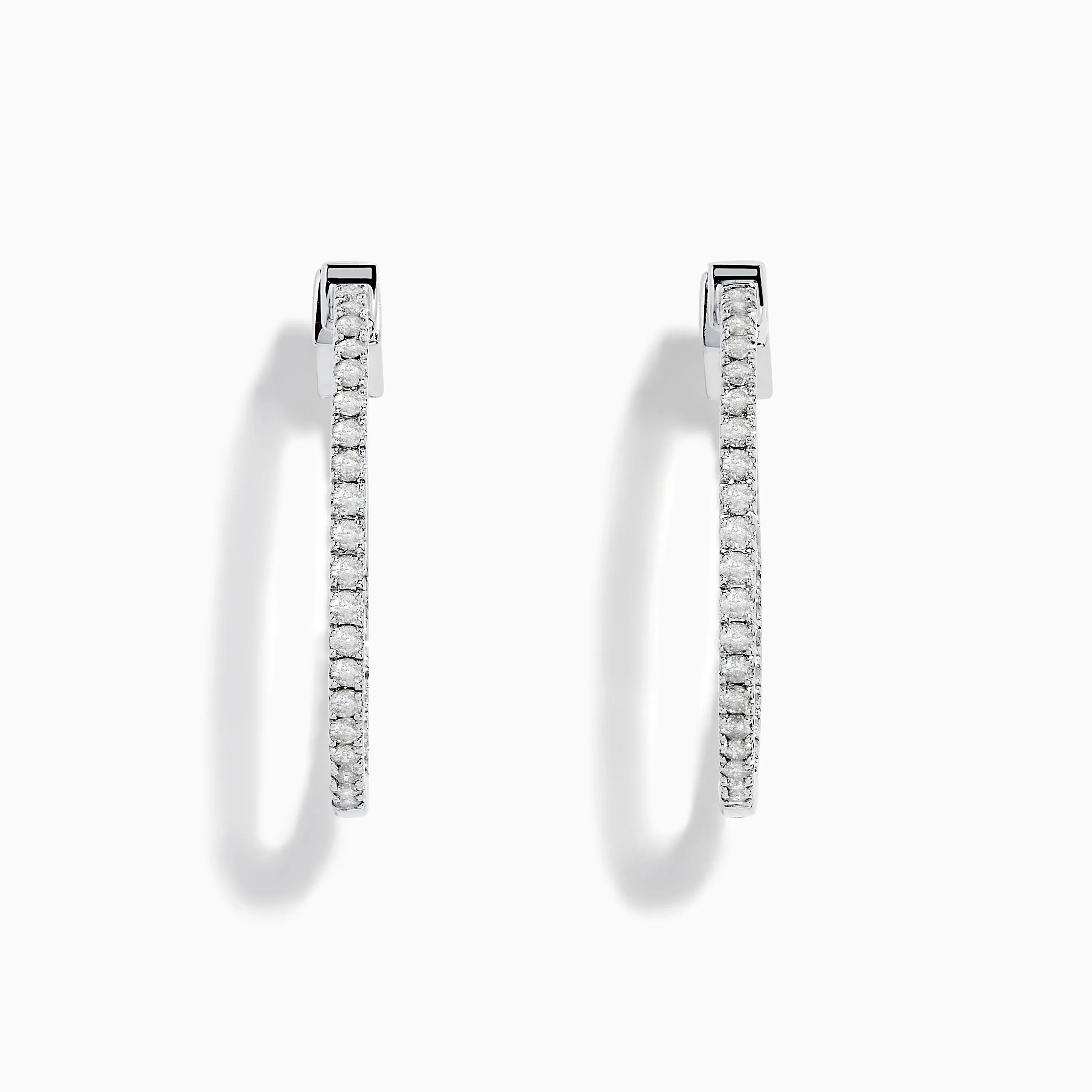 Pave Classica 14K White Gold Diamond 1" Hoop Earrings sold by Effy