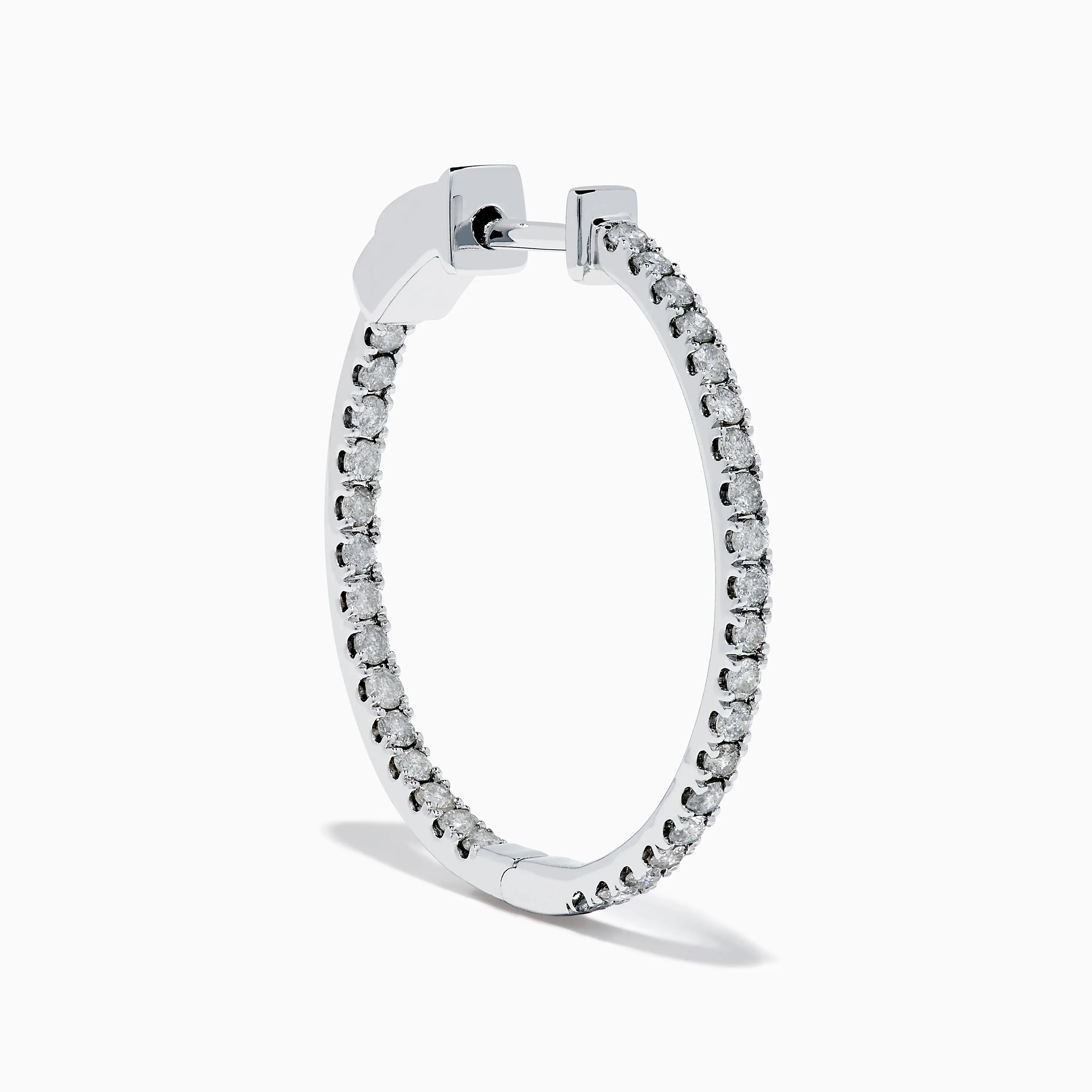 Pave Classica 14K White Gold Diamond 1" Hoop Earrings sold by Effy product image thumbnail 3