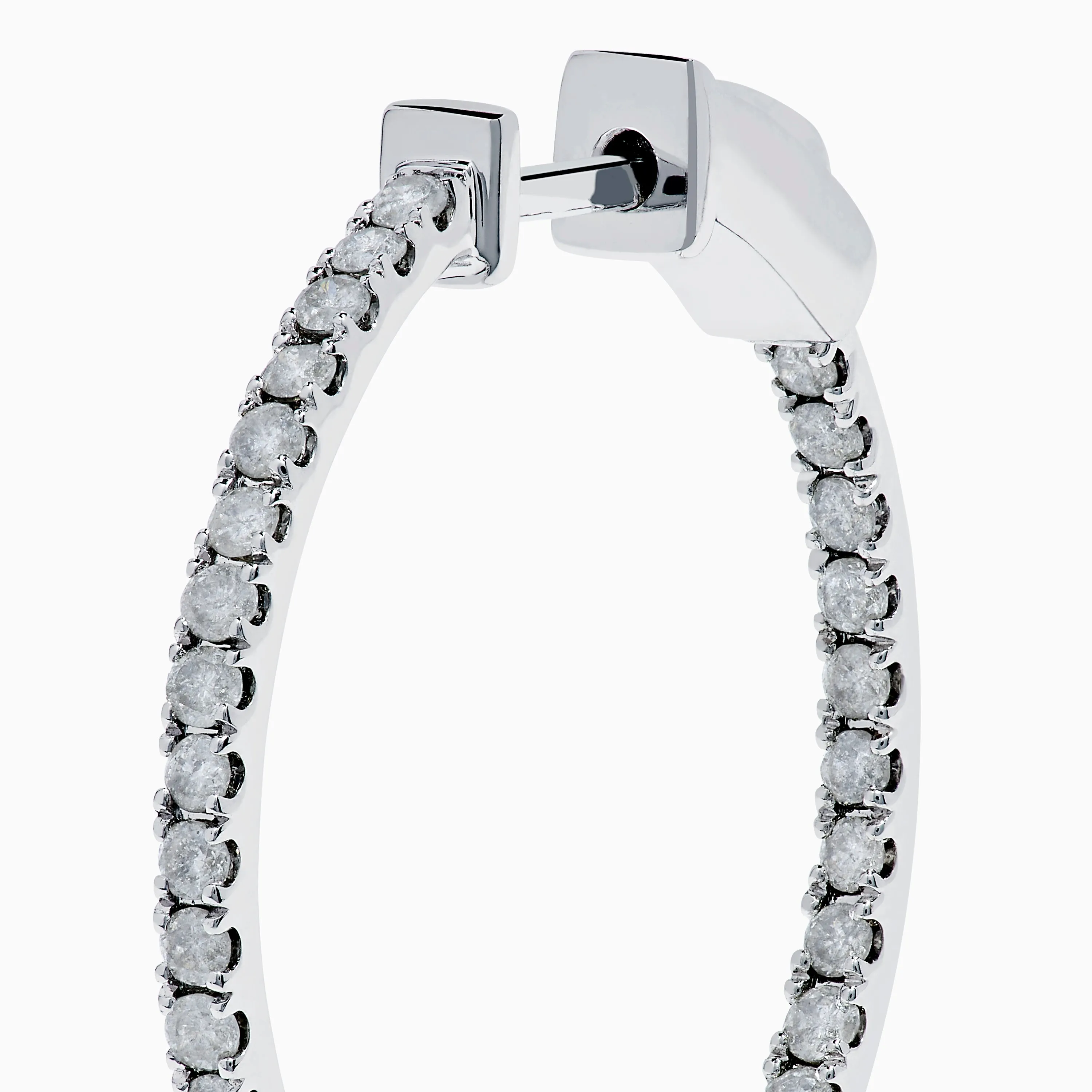 Pave Classica 14K White Gold Diamond 1" Hoop Earrings sold by Effy product image thumbnail 2