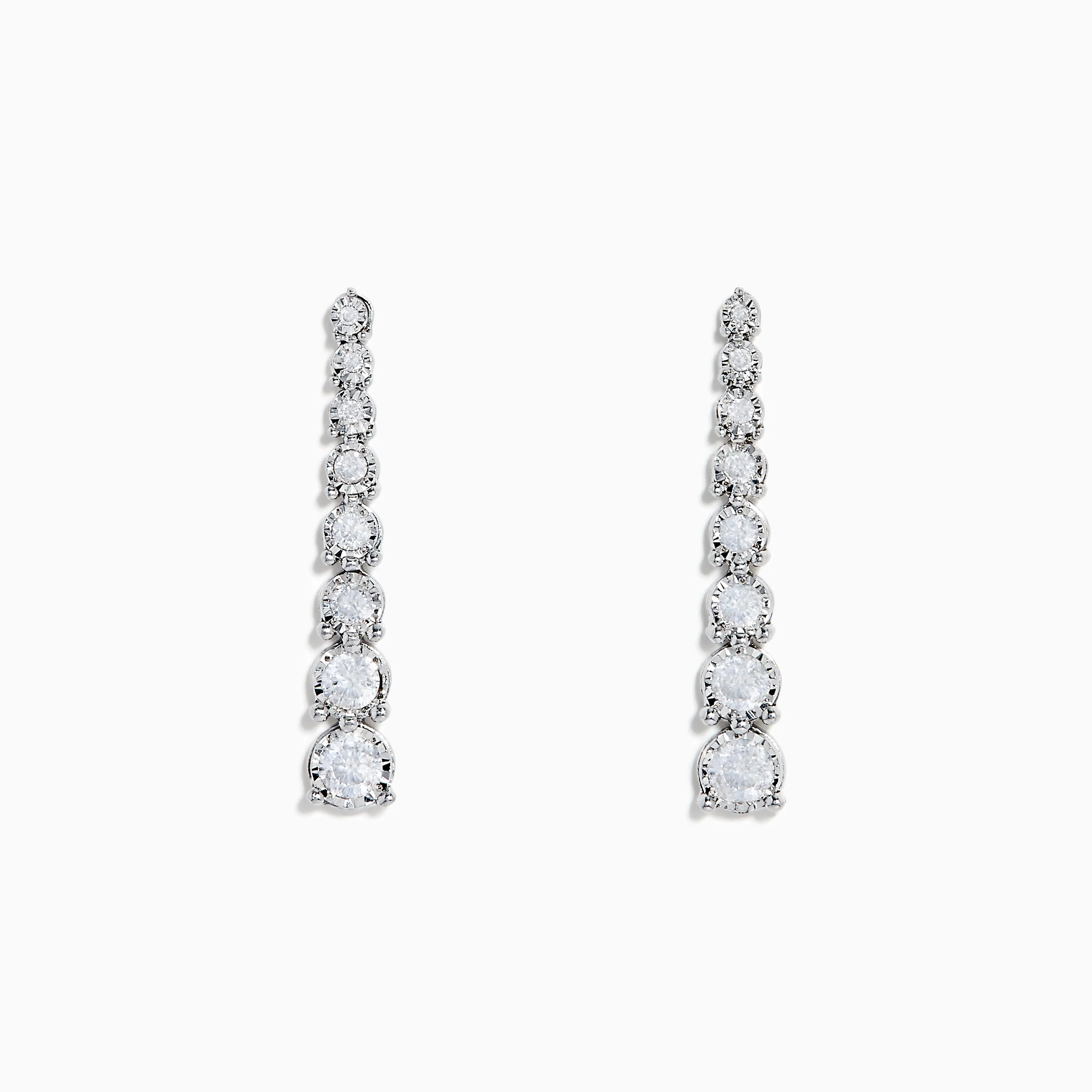 925 Sterling Silver Diamond Linear Drop Earrings sold by Effy