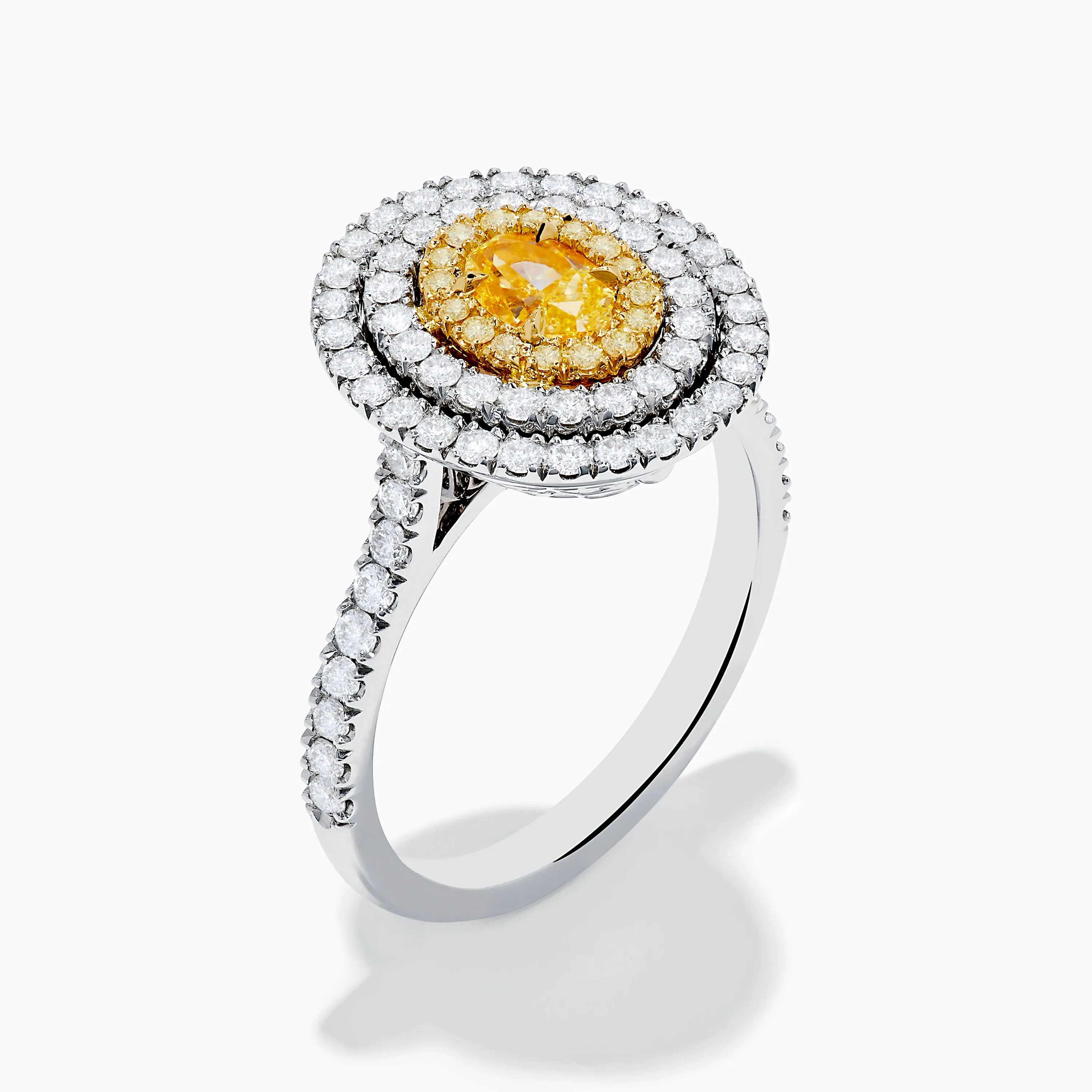 18K Two Toned Gold GIA certified Yellow and White Diamond Double Halo Ring sold by Effy product image thumbnail 4