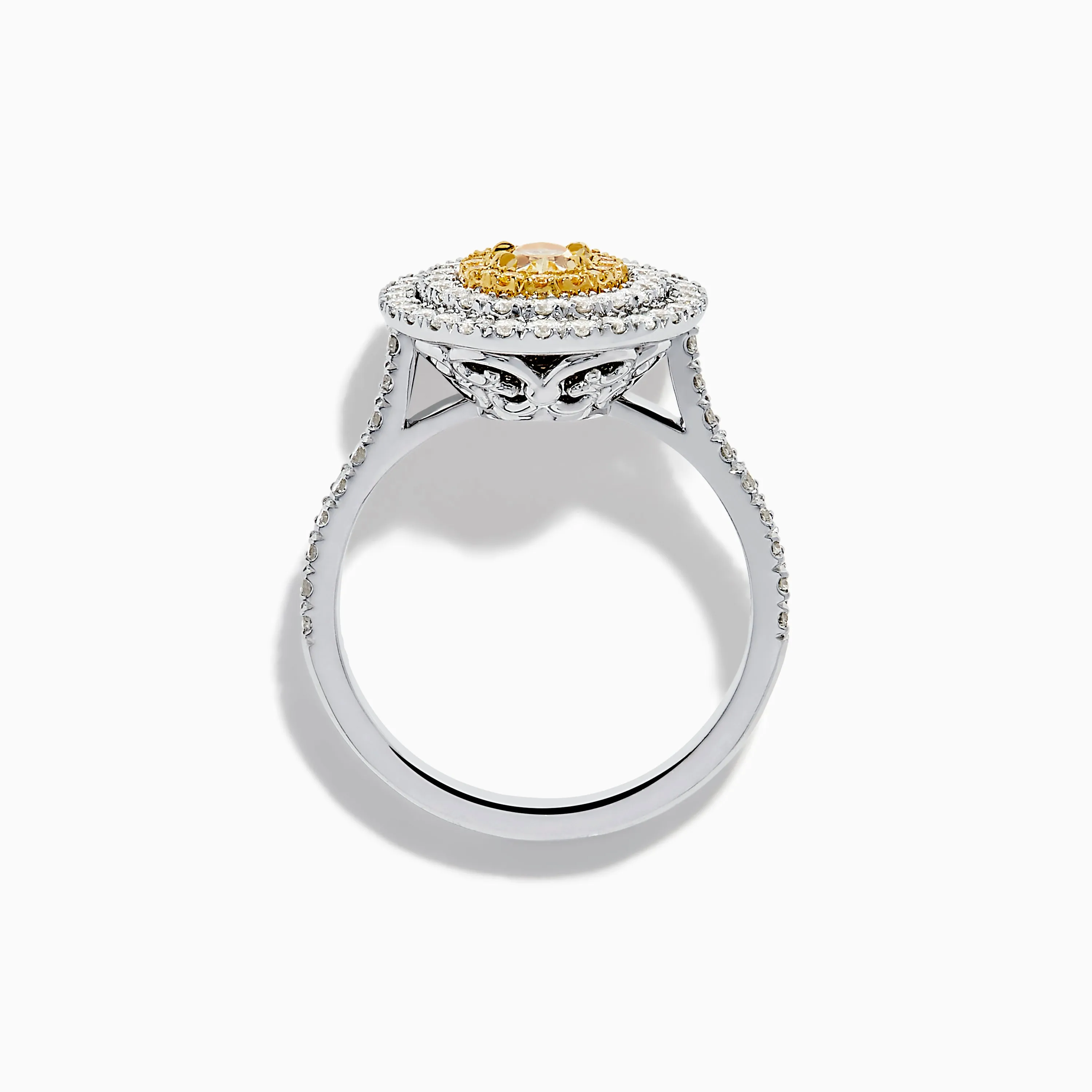 18K Two Toned Gold GIA certified Yellow and White Diamond Double Halo Ring sold by Effy product image thumbnail 3