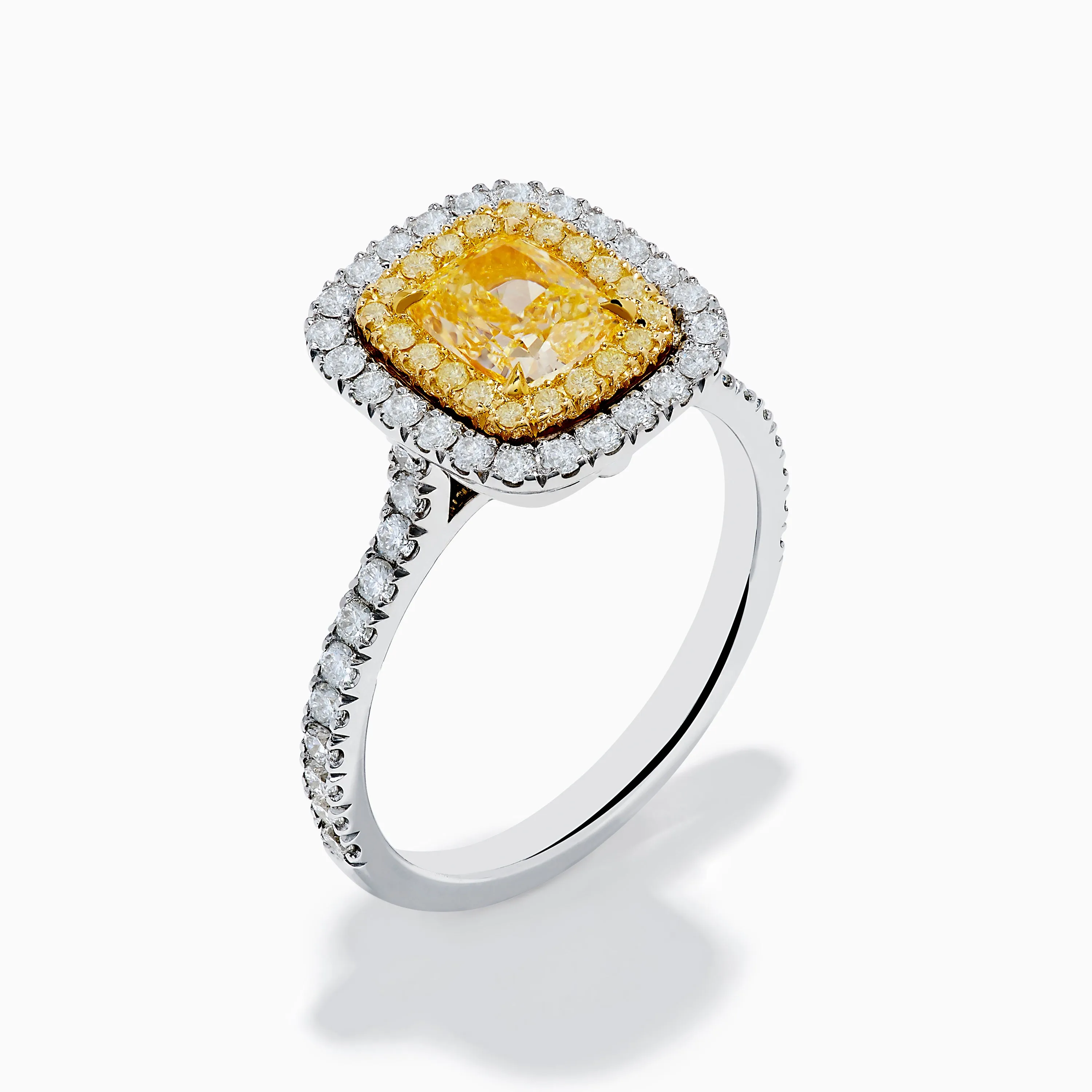 18K Two Toned Gold GIA certified Yellow and White Diamond Halo Ring sold by Effy product image thumbnail 4