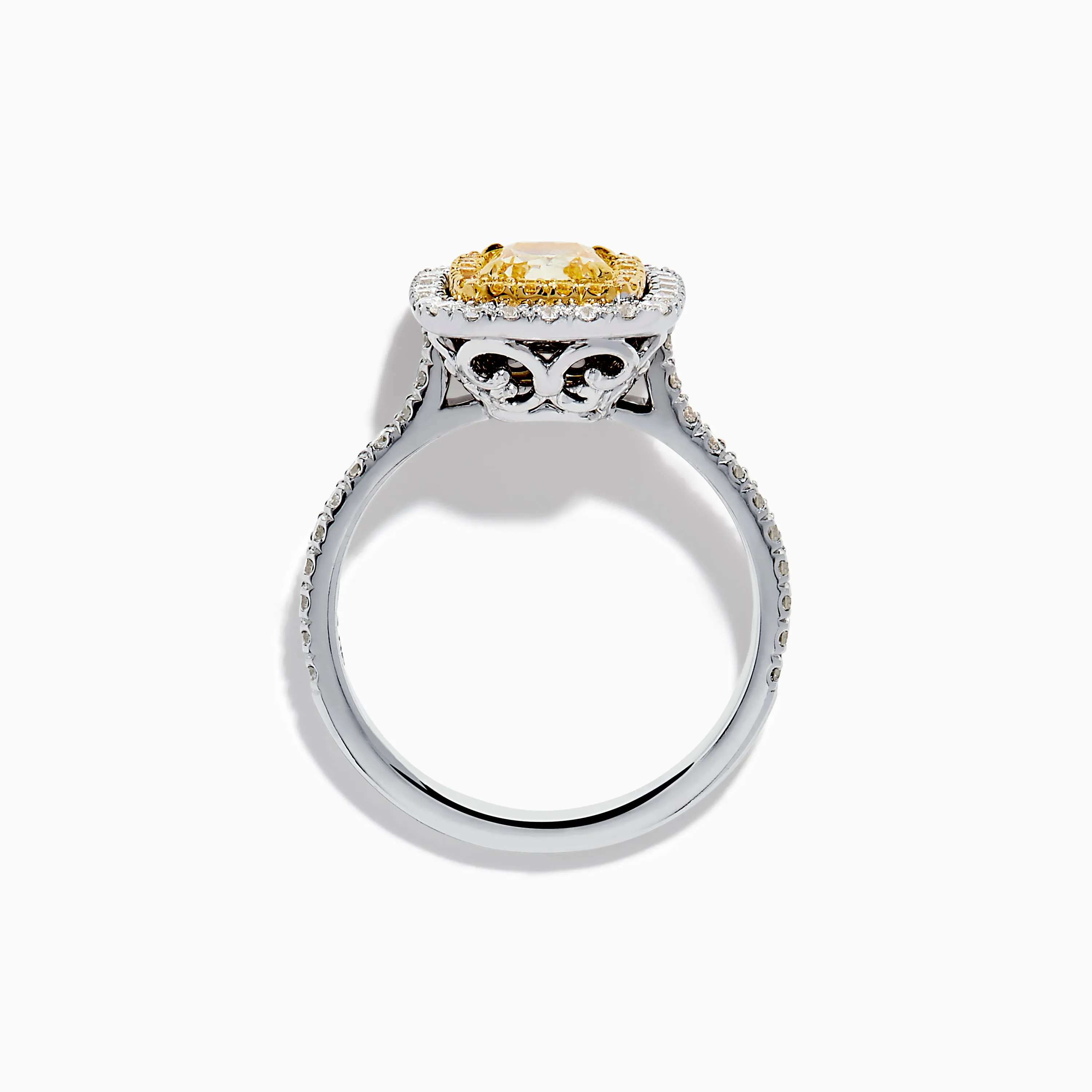 18K Two Toned Gold GIA certified Yellow and White Diamond Halo Ring sold by Effy product image thumbnail 3