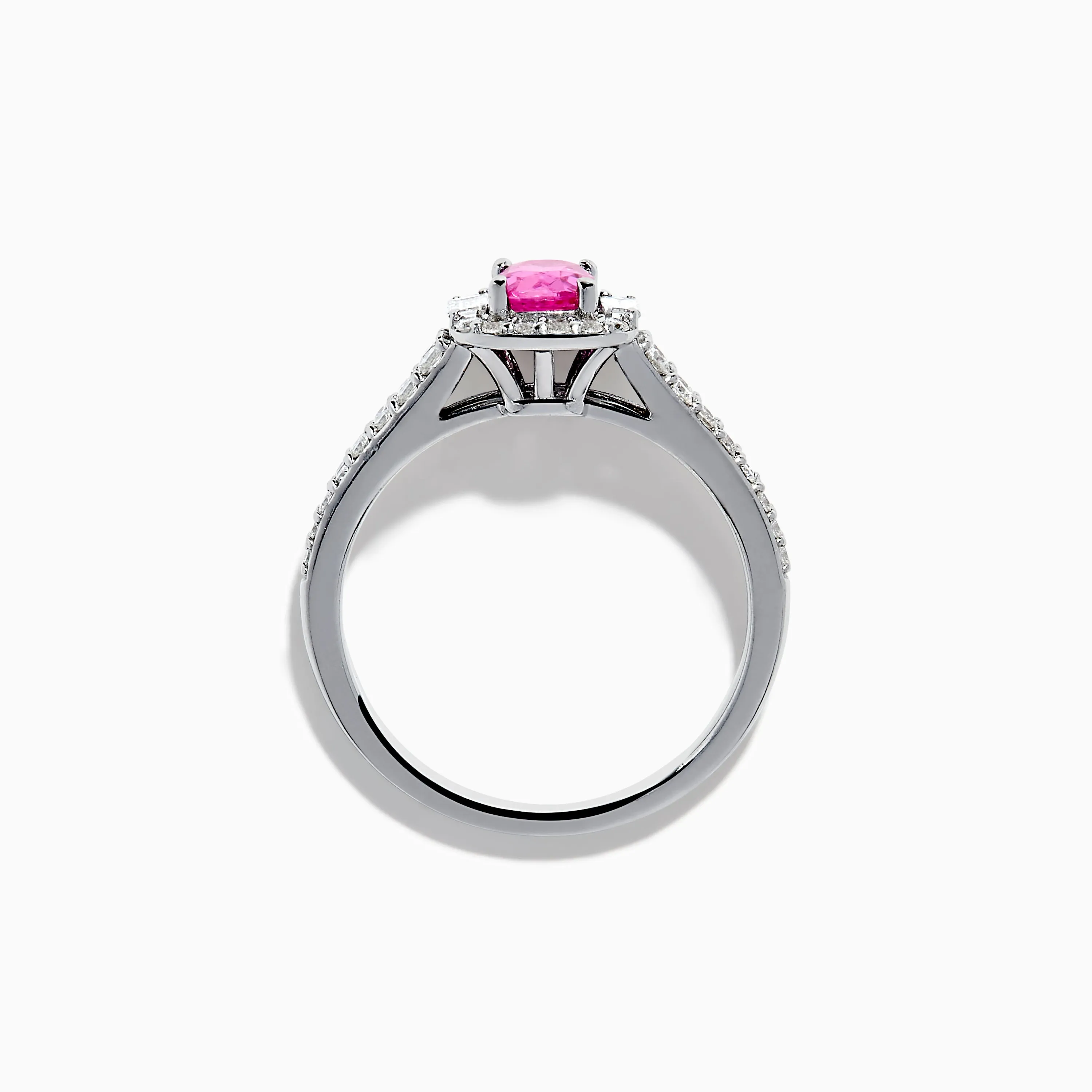 14K White Gold Pink Sapphire and Diamond Halo Ring sold by Effy product image thumbnail 3