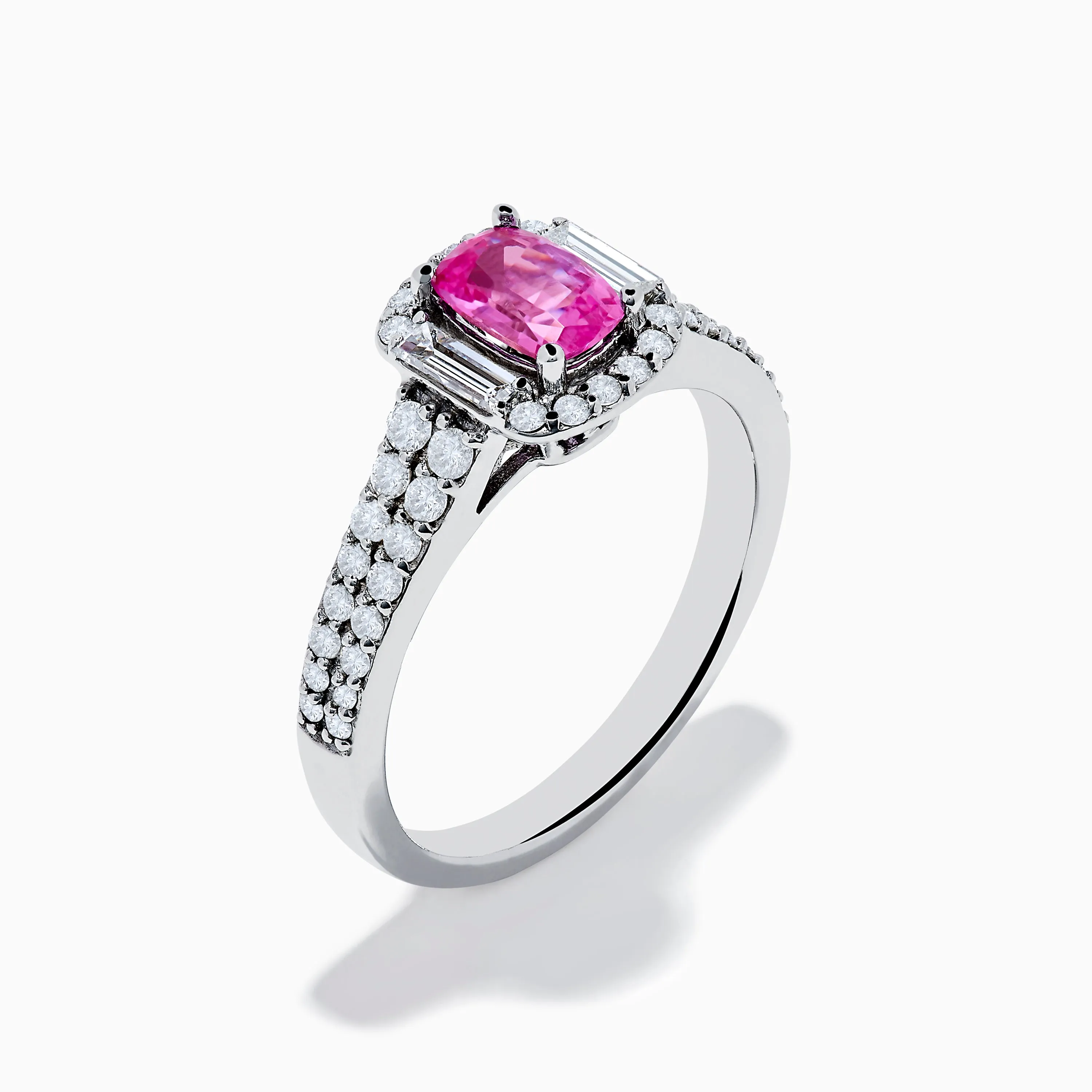 14K White Gold Pink Sapphire and Diamond Halo Ring sold by Effy product image thumbnail 4