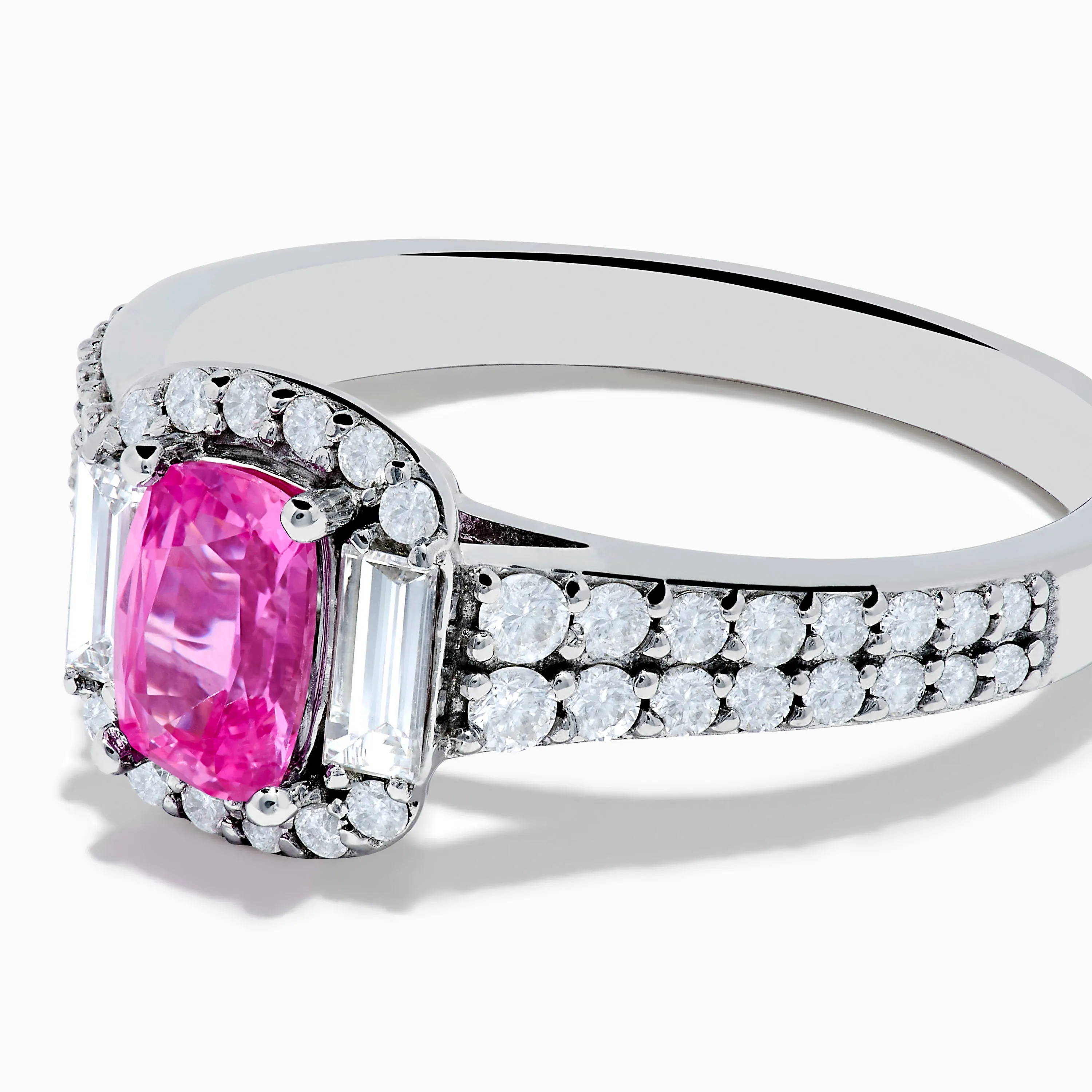 14K White Gold Pink Sapphire and Diamond Halo Ring sold by Effy product image thumbnail 2