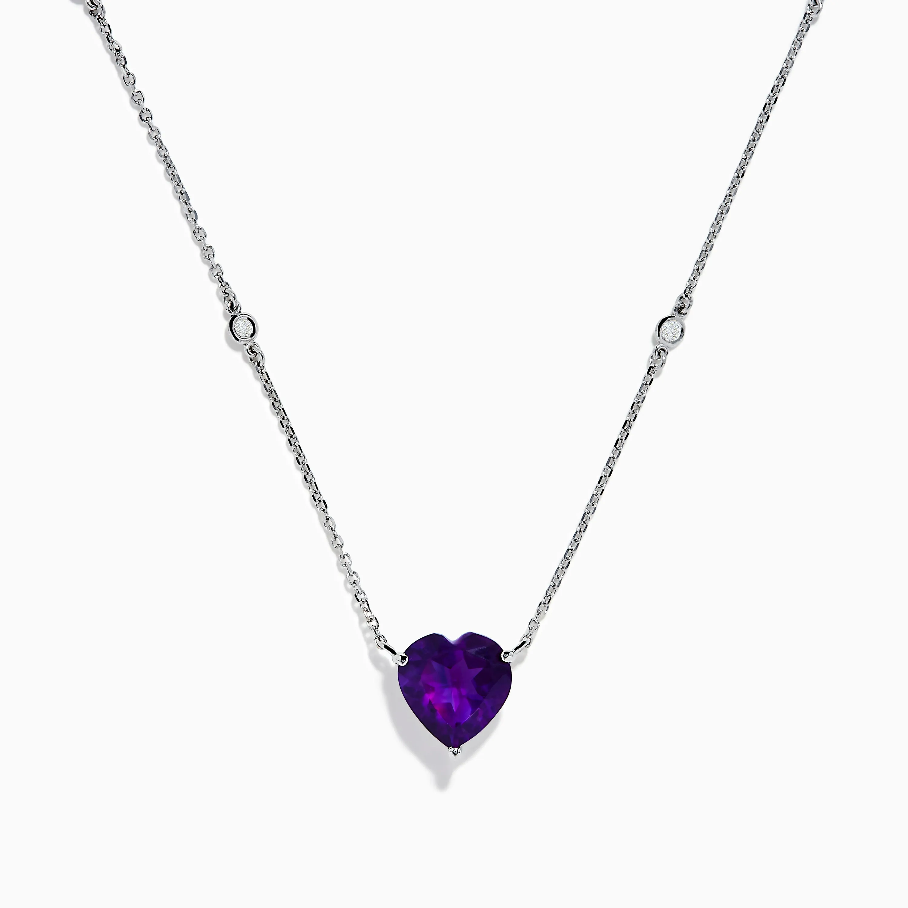 14K White Gold Amethyst and Diamond Heart Necklace sold by Effy